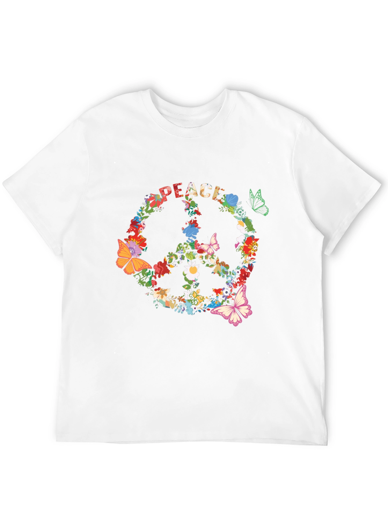 Floral Peace Sign T-Shirt - Retro Hippie Style