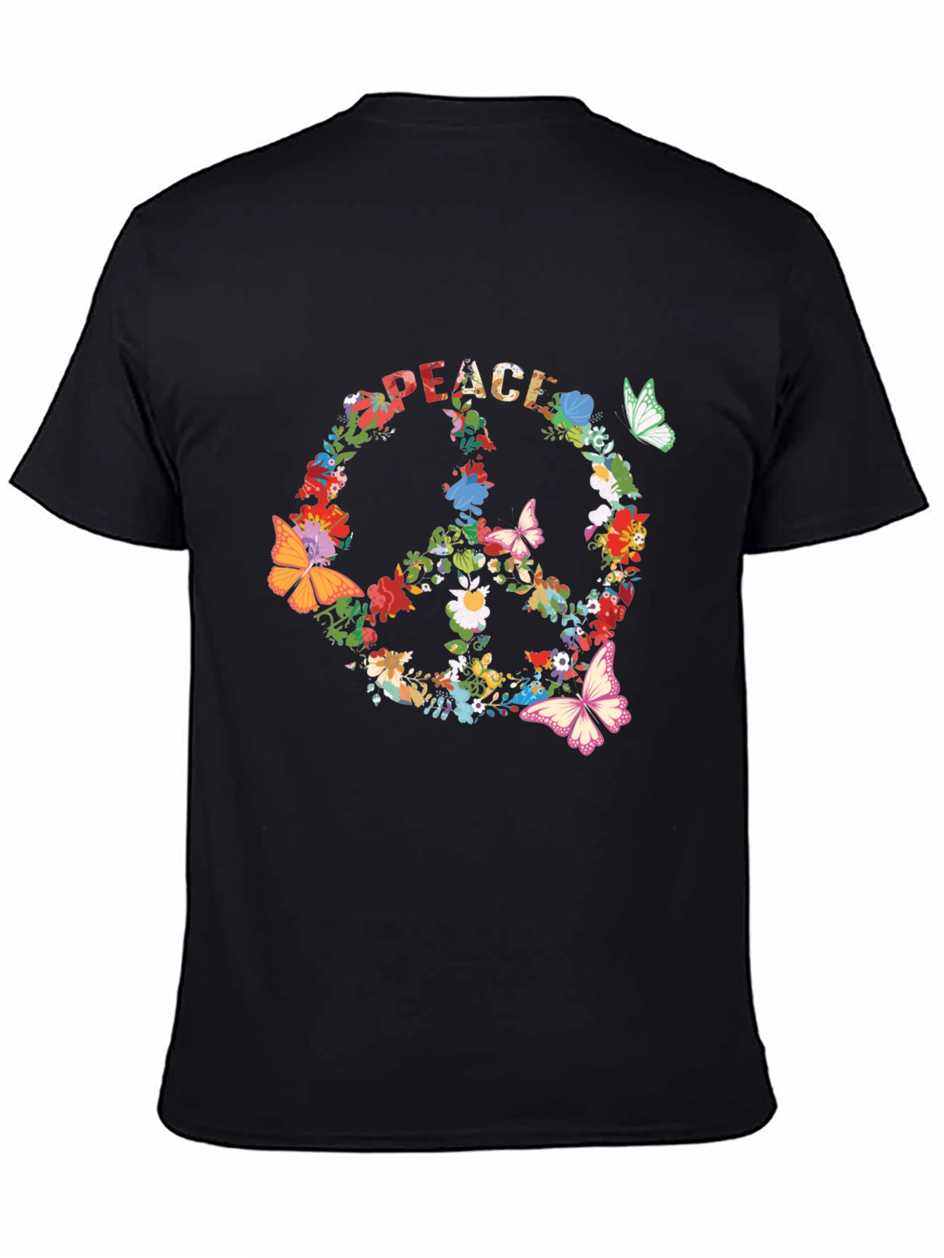 Floral Peace Sign T-Shirt - Retro Hippie Style
