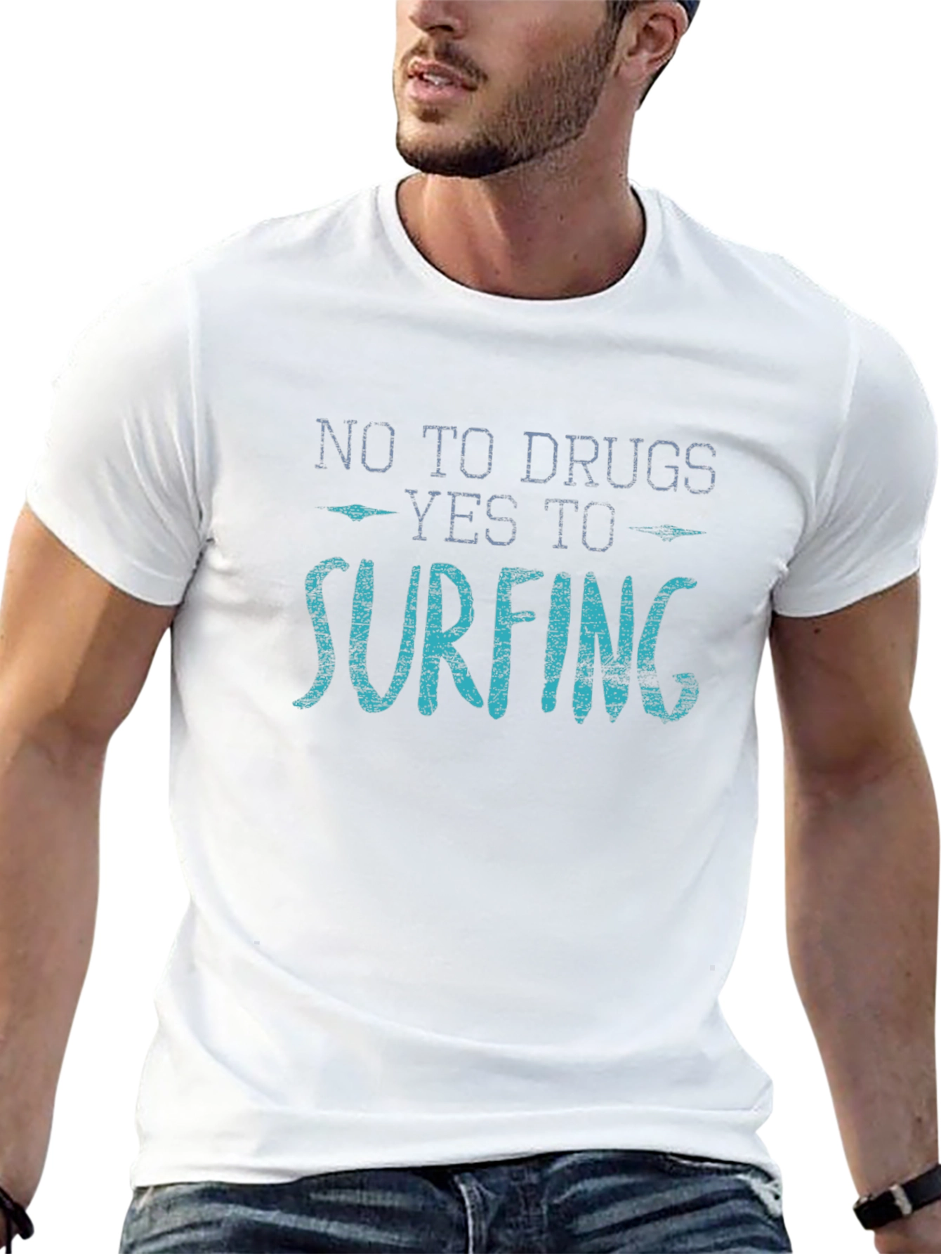 No Drugs Yes Surfing Graphic T-Shirt