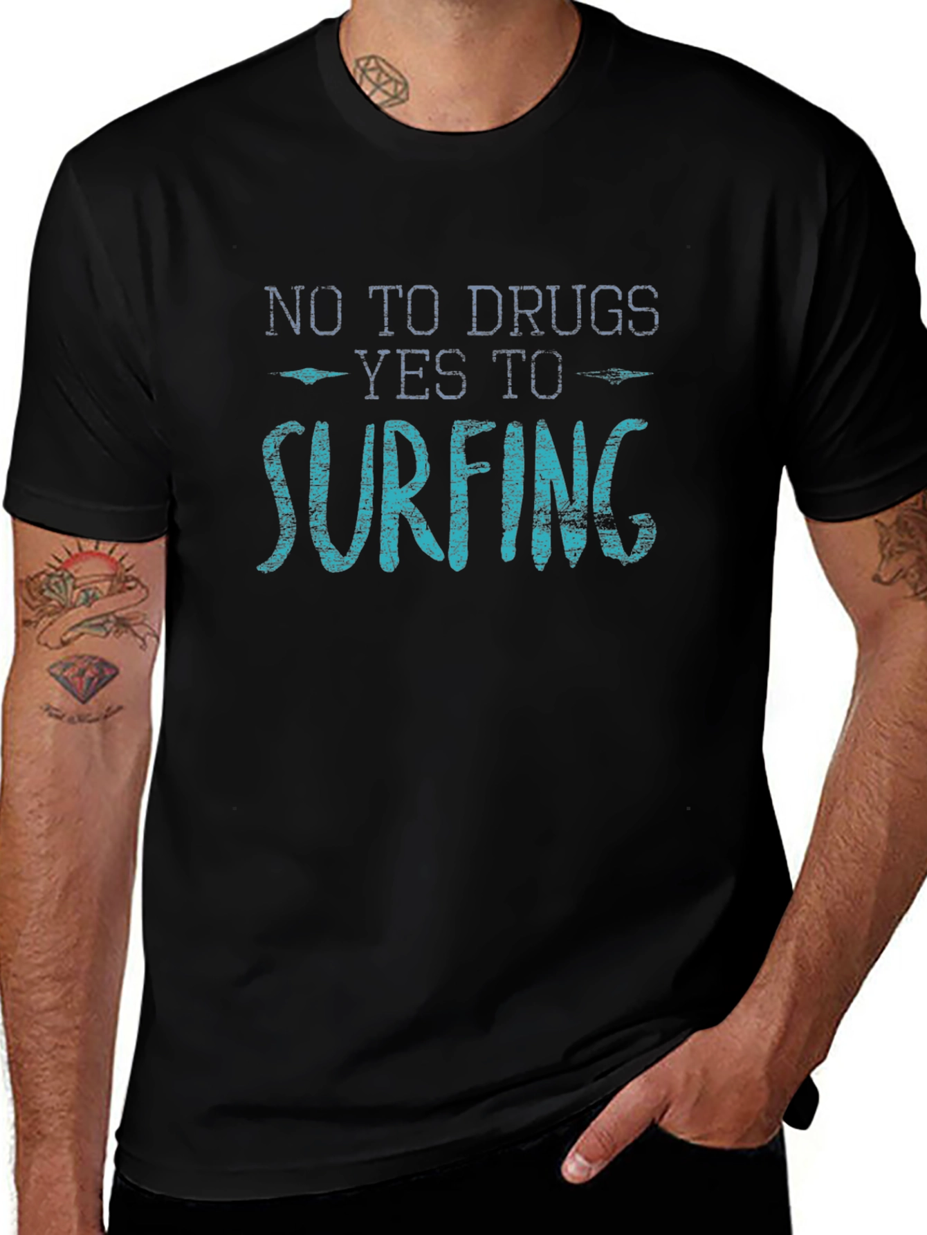 No Drugs Yes Surfing Graphic T-Shirt