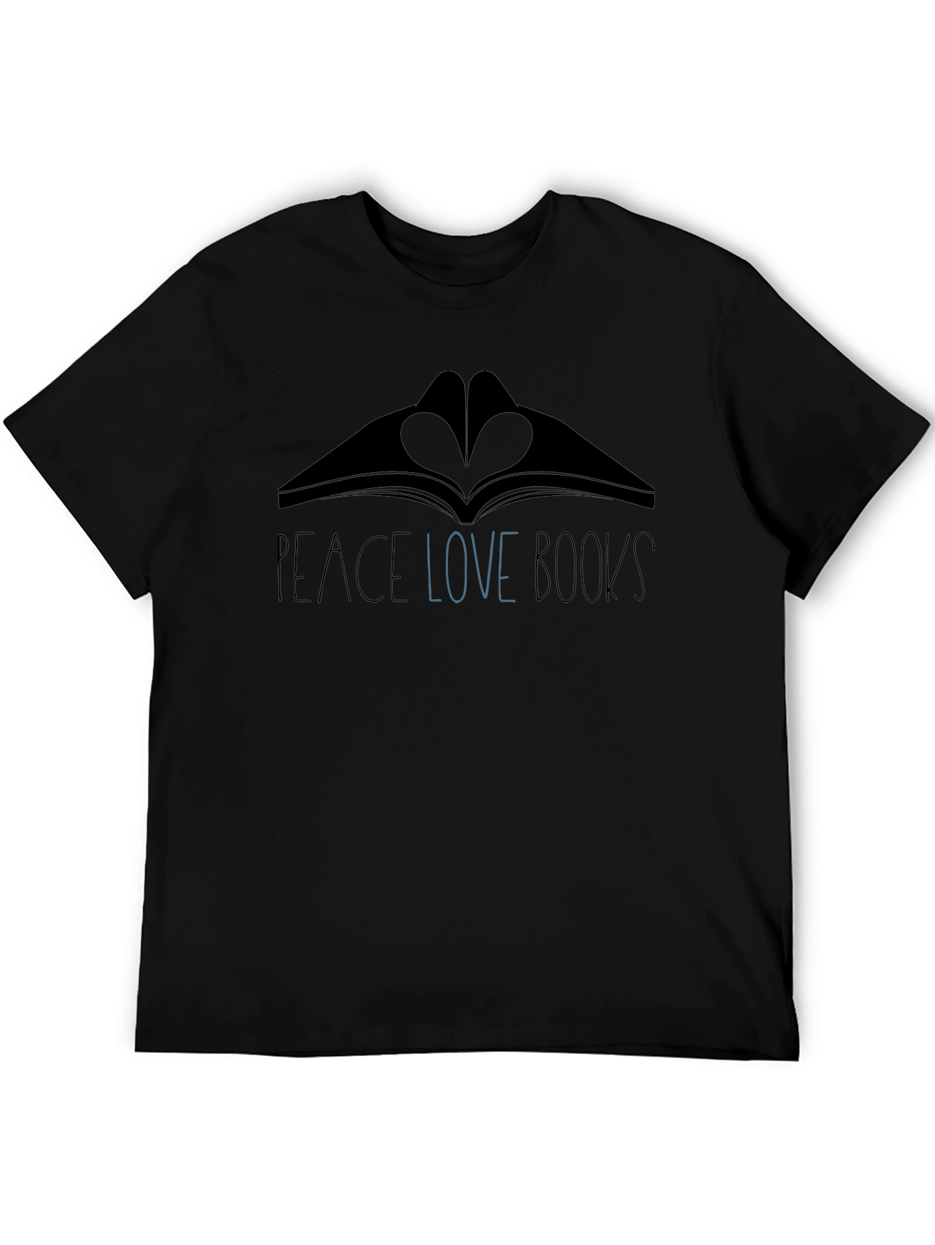 Peace Love Books Black Graphic T-Shirt