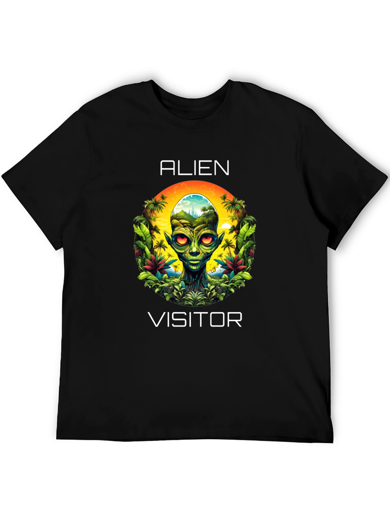 Alien Visitor Graphic T-Shirt - Black