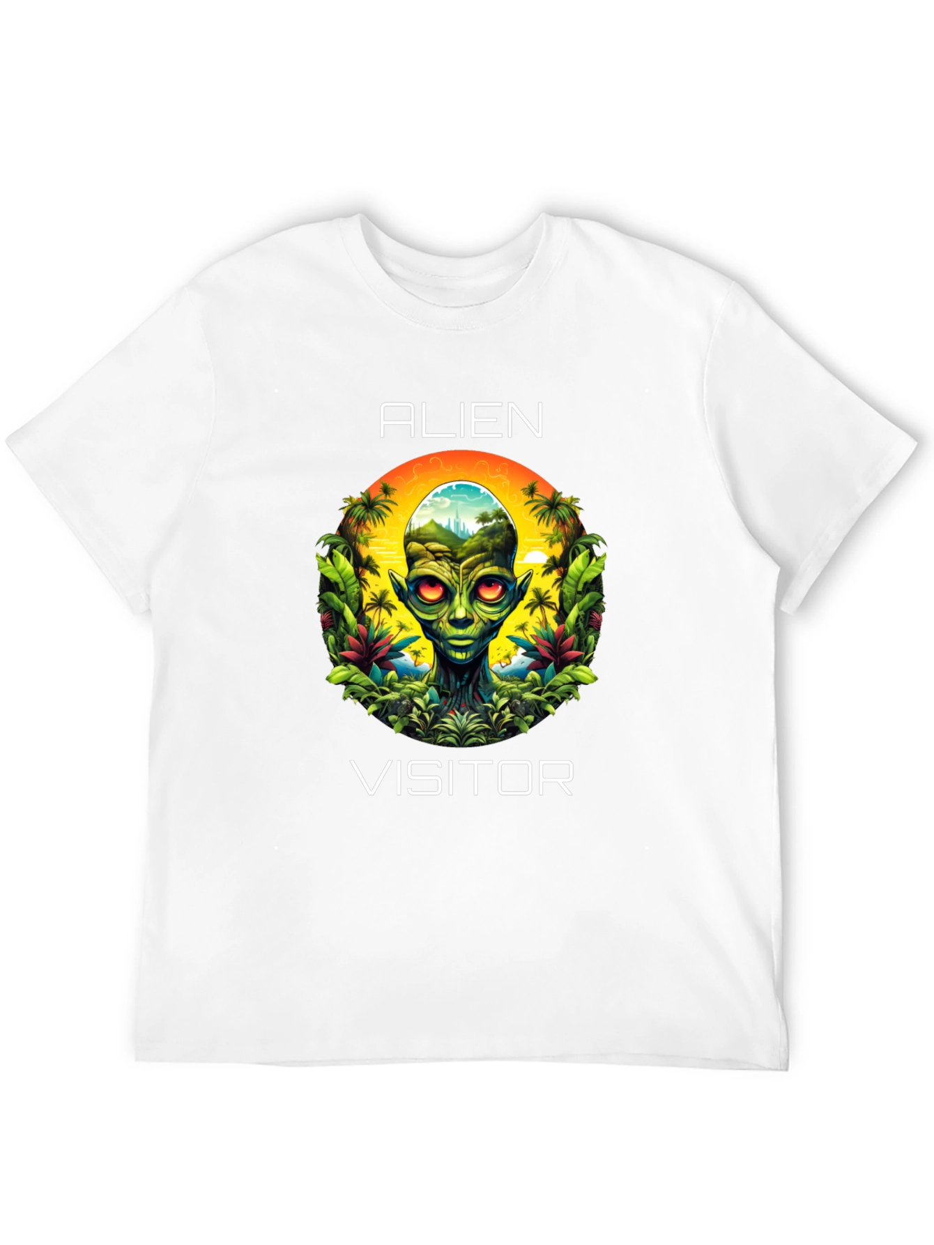 Alien Visitor Graphic T-Shirt - Black