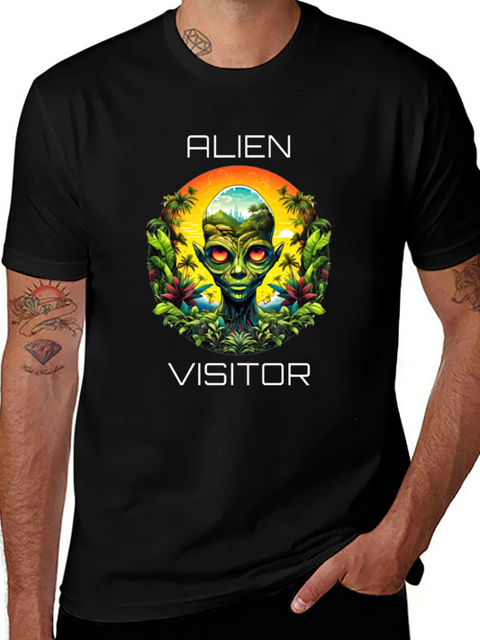 Alien Visitor Graphic T-Shirt - Black