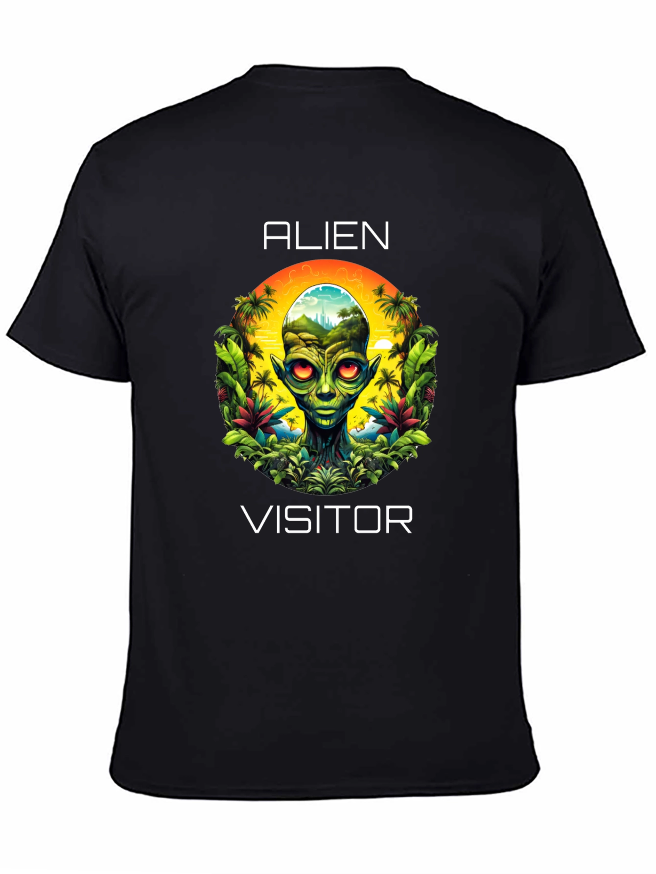 Alien Visitor Graphic T-Shirt - Black