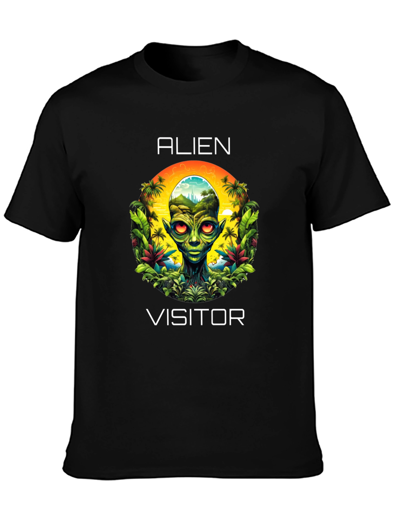 Alien Visitor Graphic T-Shirt - Black
