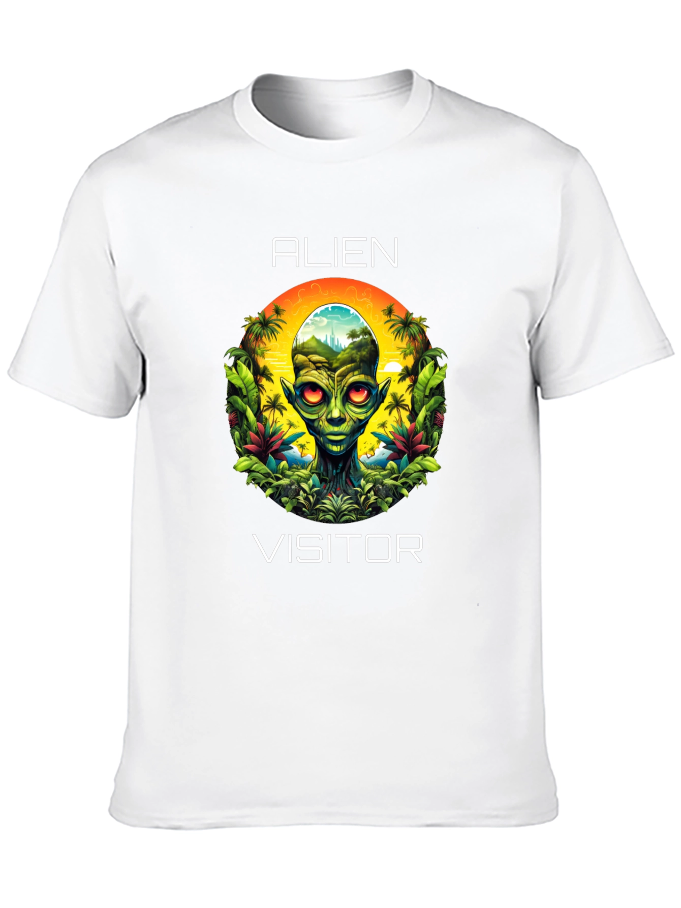 Alien Visitor Graphic T-Shirt - Black