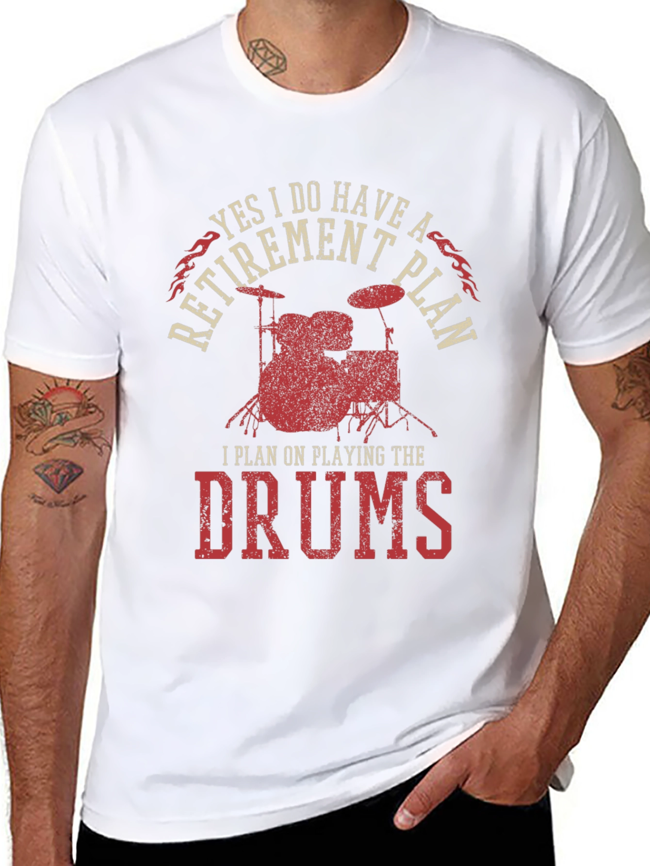 Funny Retirement Plan Drums T-Shirt for Musicians