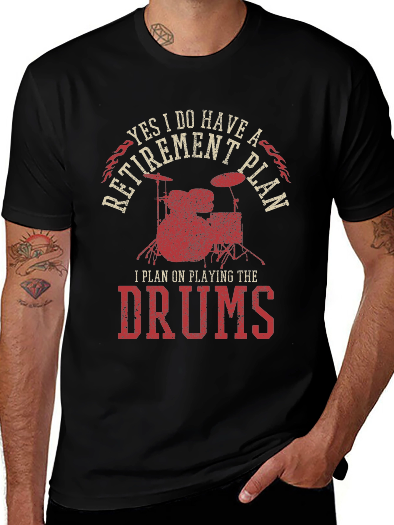 Funny Retirement Plan Drums T-Shirt for Musicians