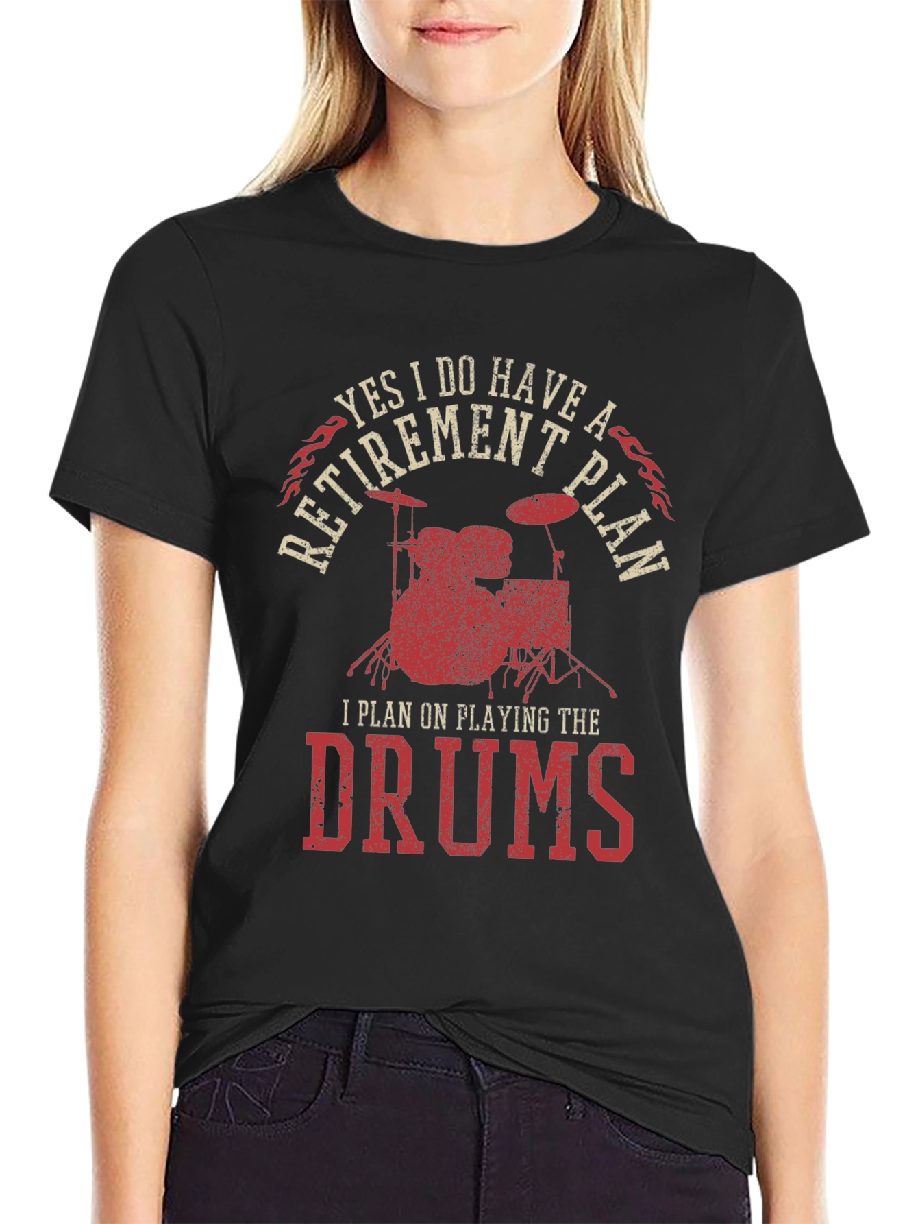 Funny Retirement Plan Drums T-Shirt for Musicians