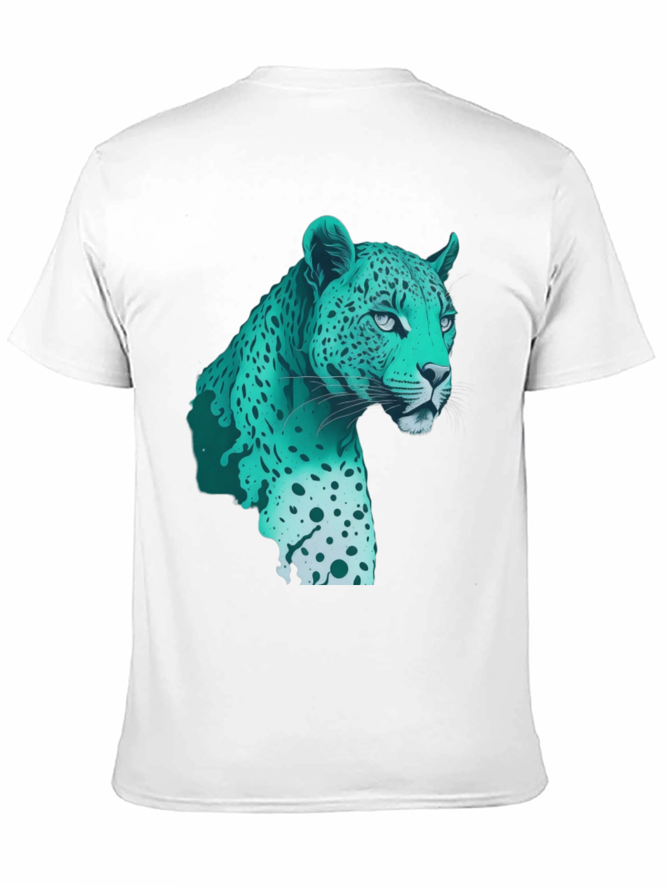 Cool Teal Jaguar Graphic Print Black T-Shirt