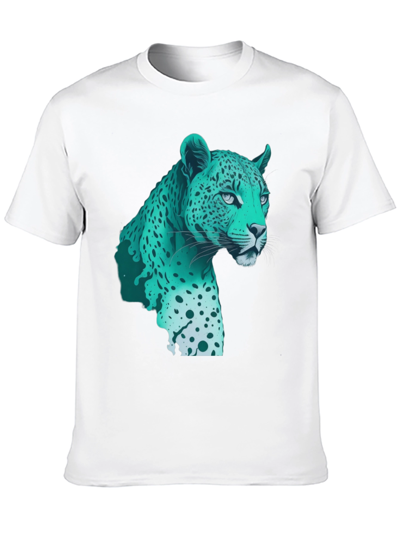 Cool Teal Jaguar Graphic Print Black T-Shirt