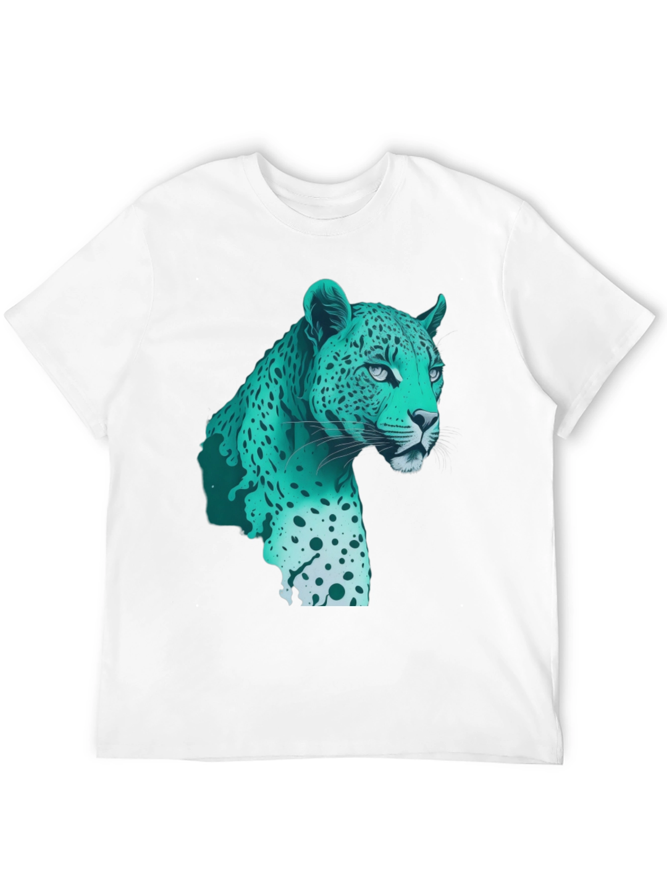 Cool Teal Jaguar Graphic Print Black T-Shirt
