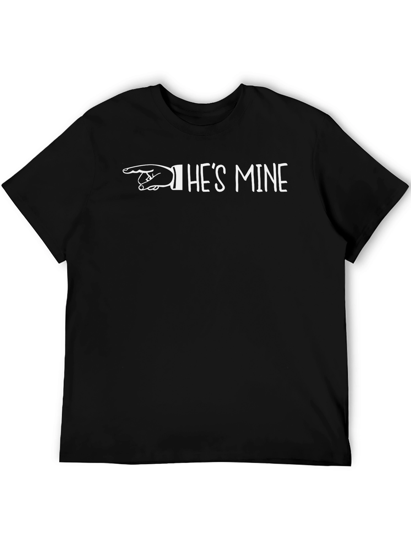 Hes Mine Pointing Hand Black Cotton Graphic Tee