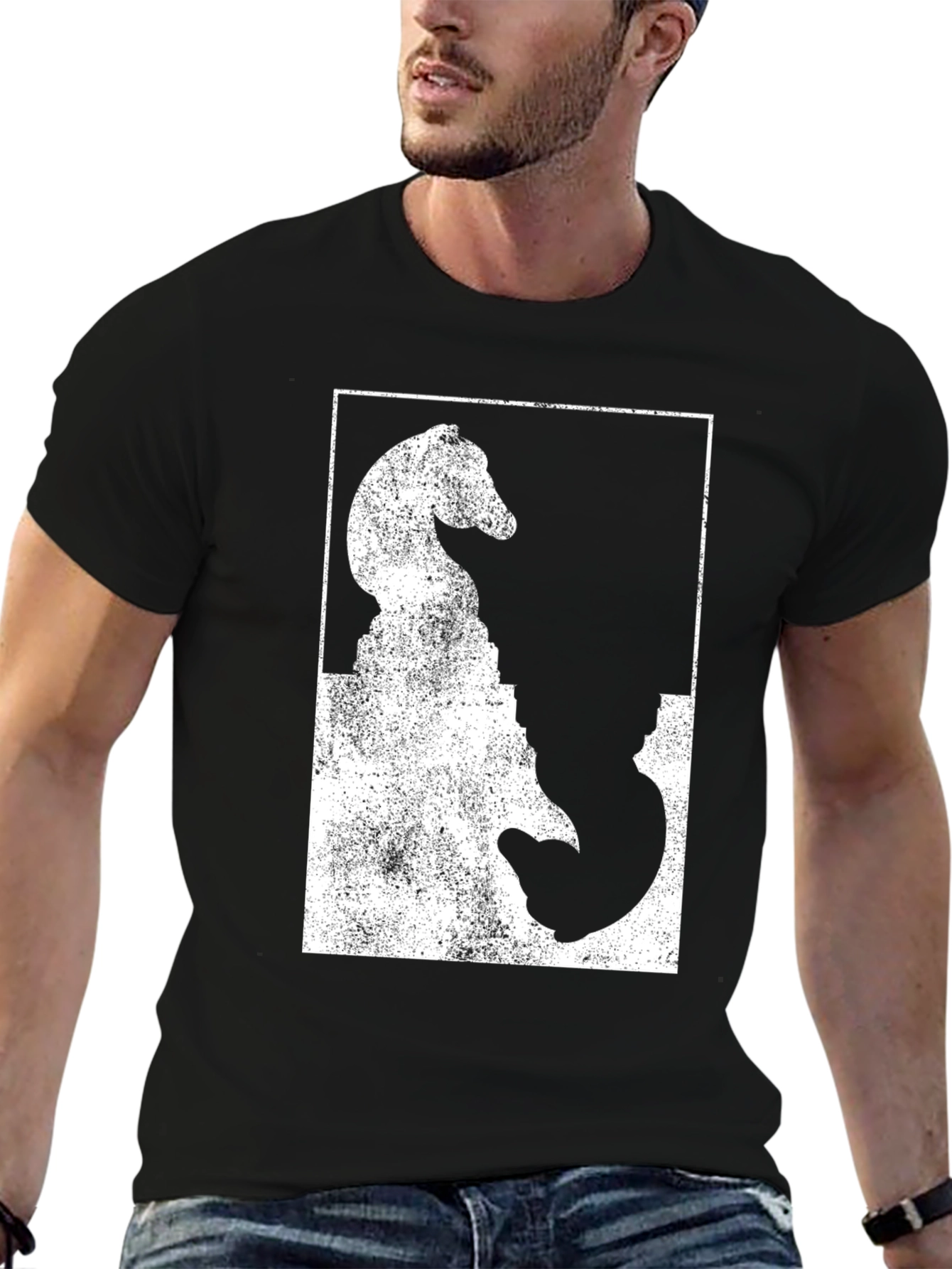 Chess Knight Graphic Tee - Stylish Black T-Shirt