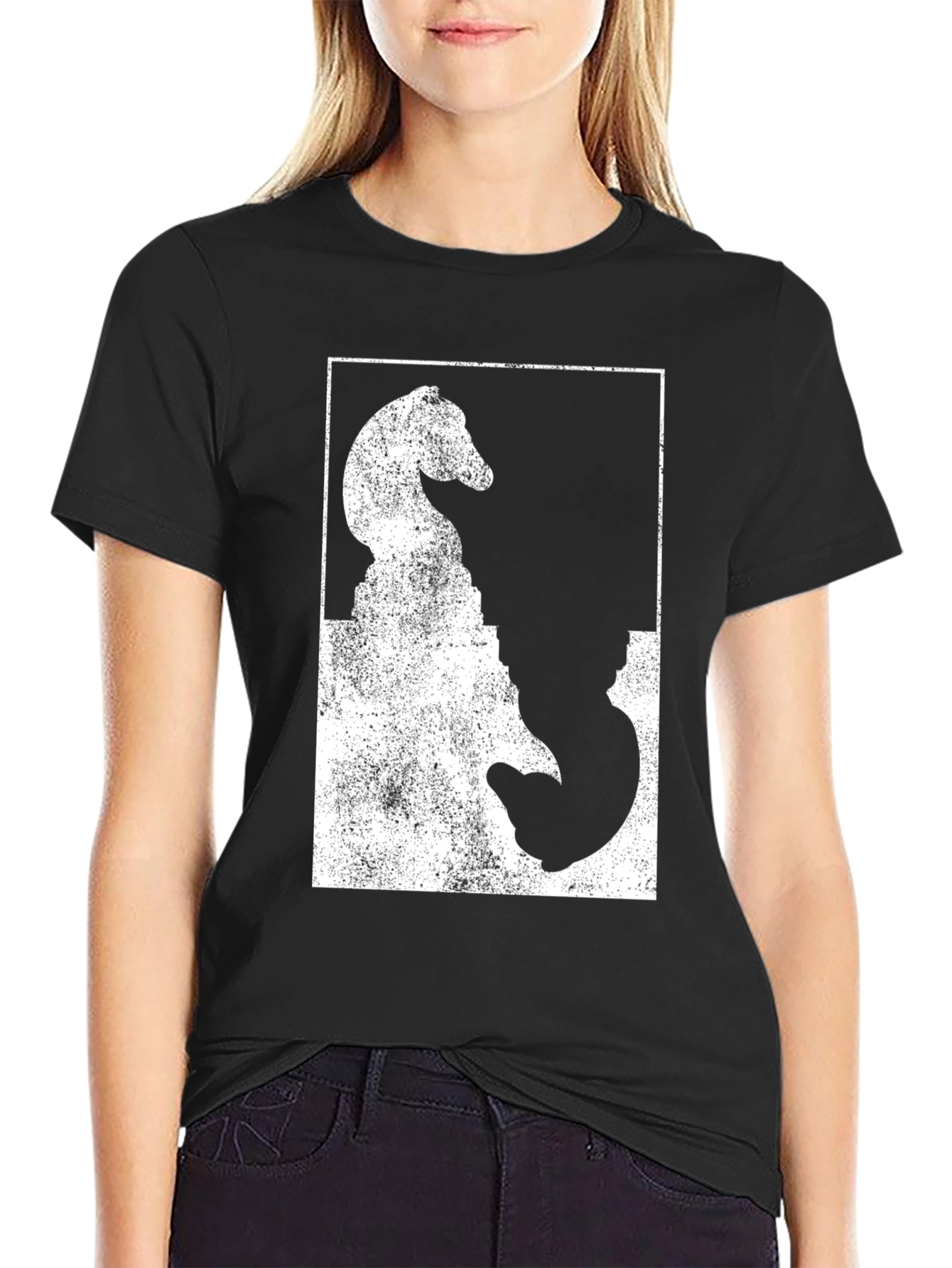 Chess Knight Graphic Tee - Stylish Black T-Shirt