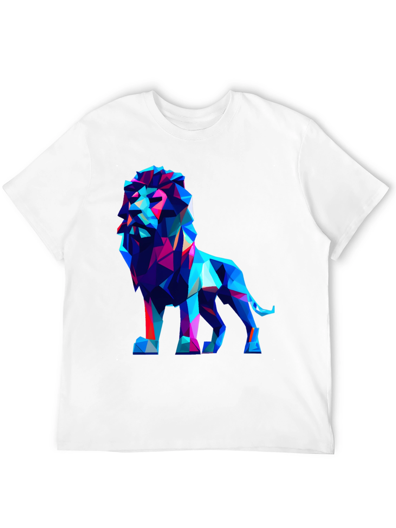 Geometric Lion Graphic Tee - Modern Art Shirt