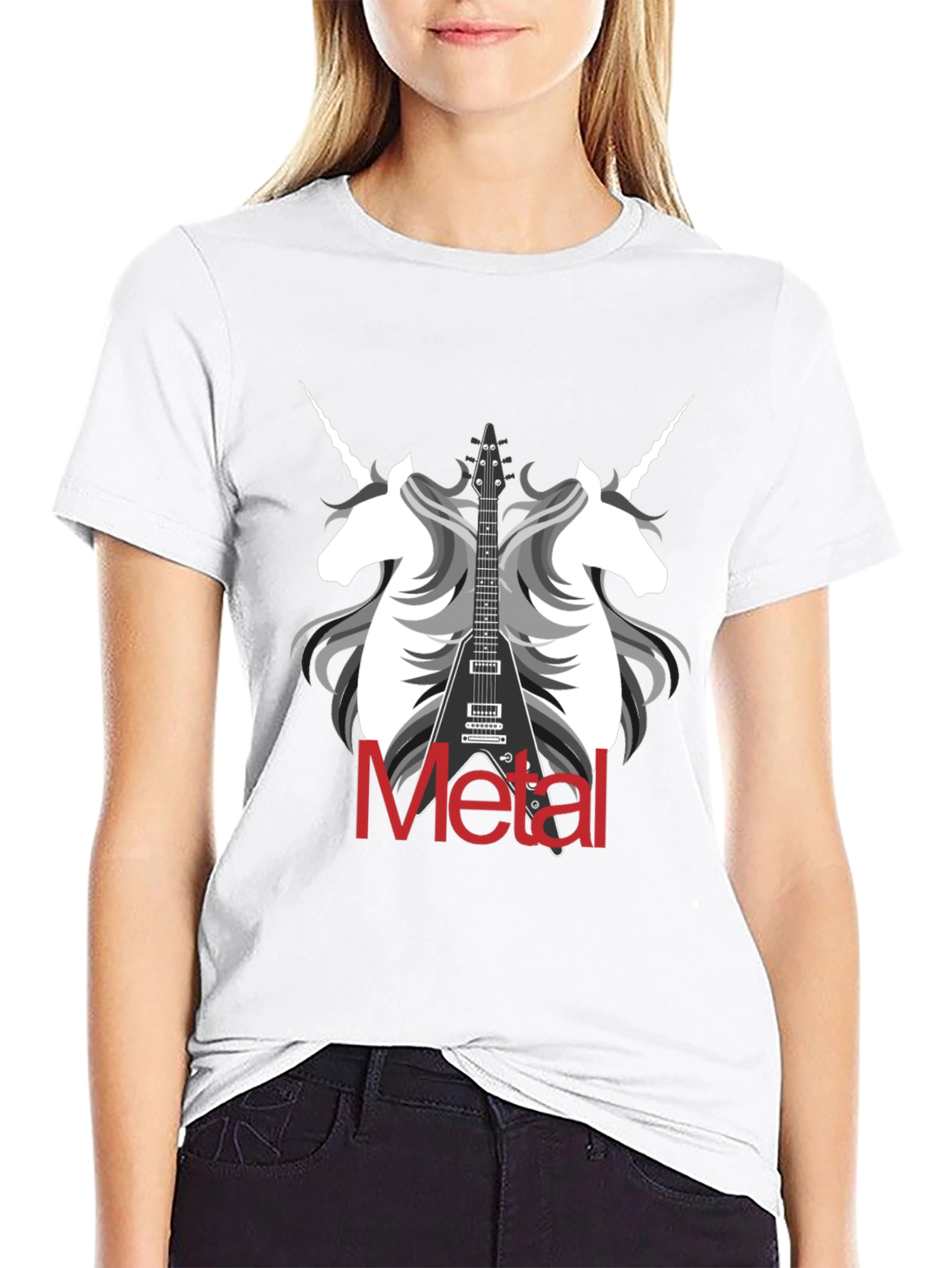 Unicorn Metal Guitar Graphic T-Shirt