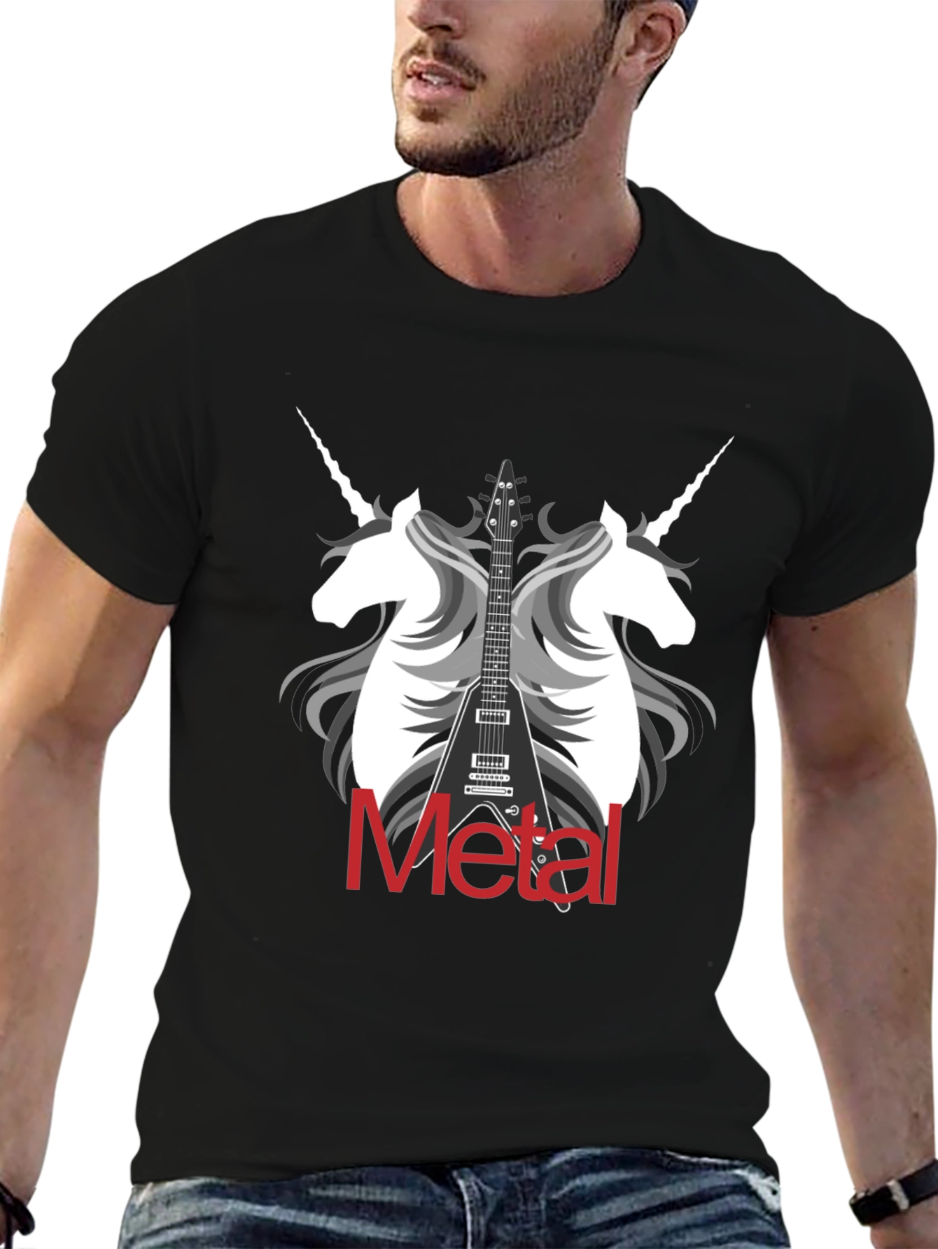 Unicorn Metal Guitar Graphic T-Shirt