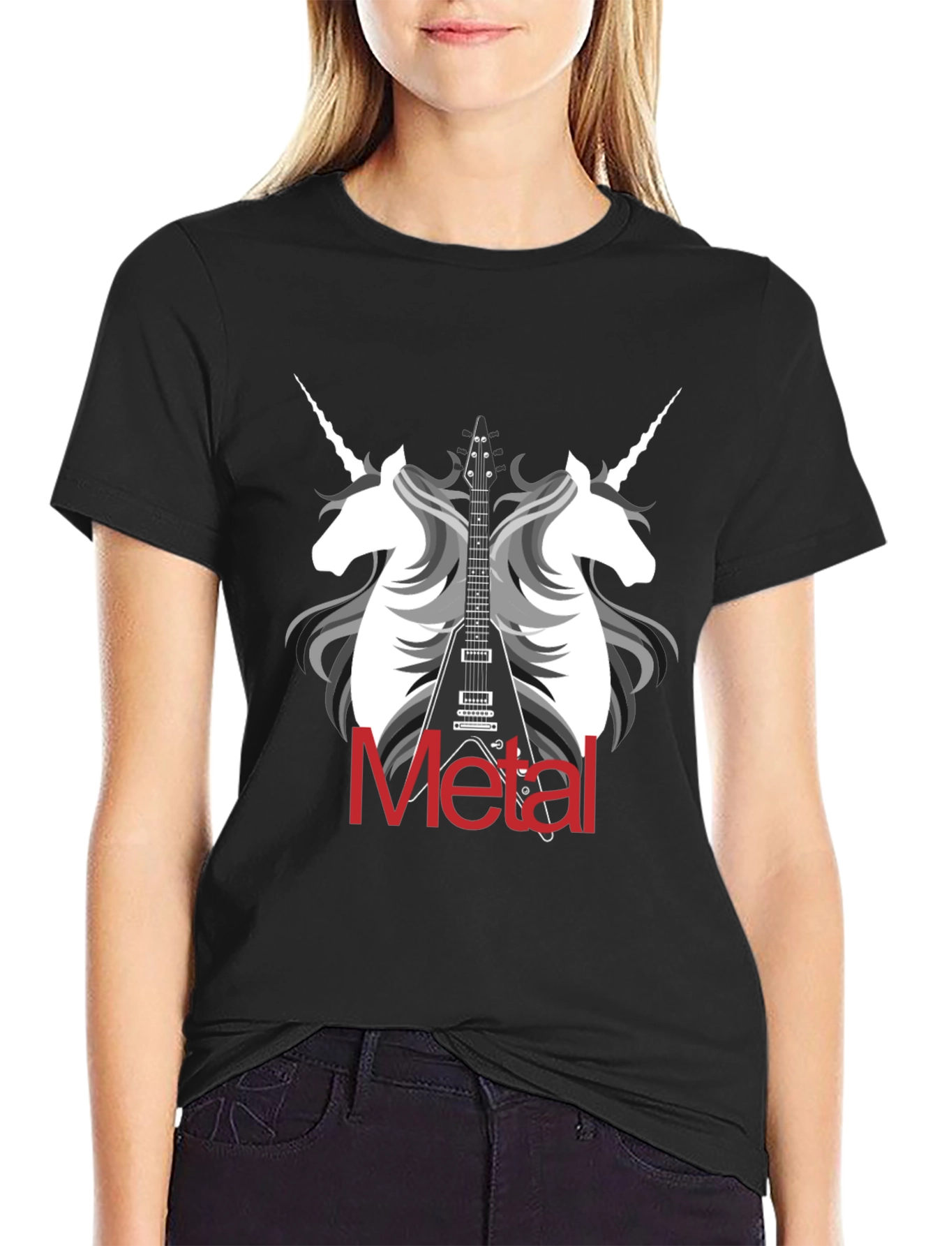 Unicorn Metal Guitar Graphic T-Shirt