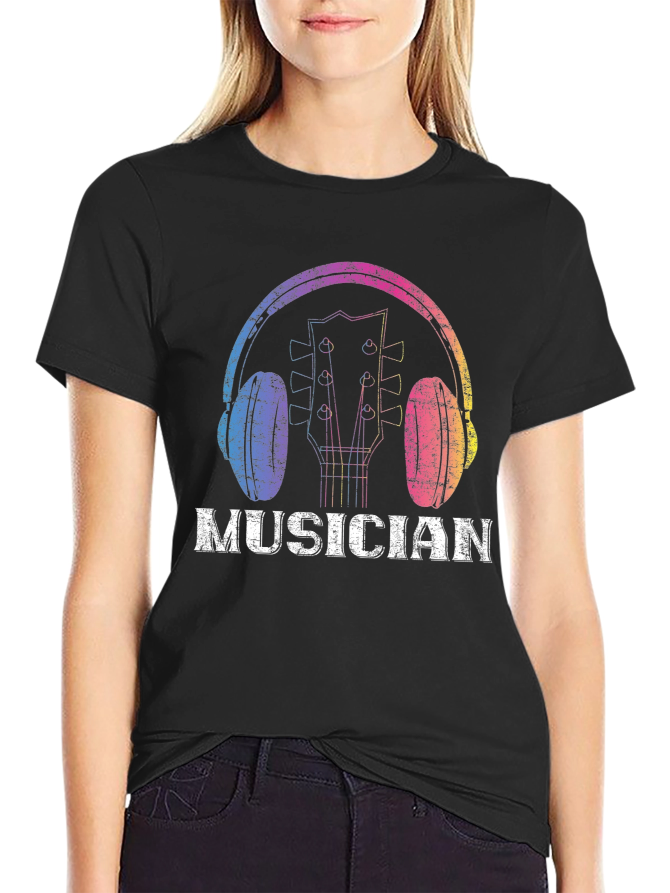 Musician Graphic Tee - Guitar & Headphones Design