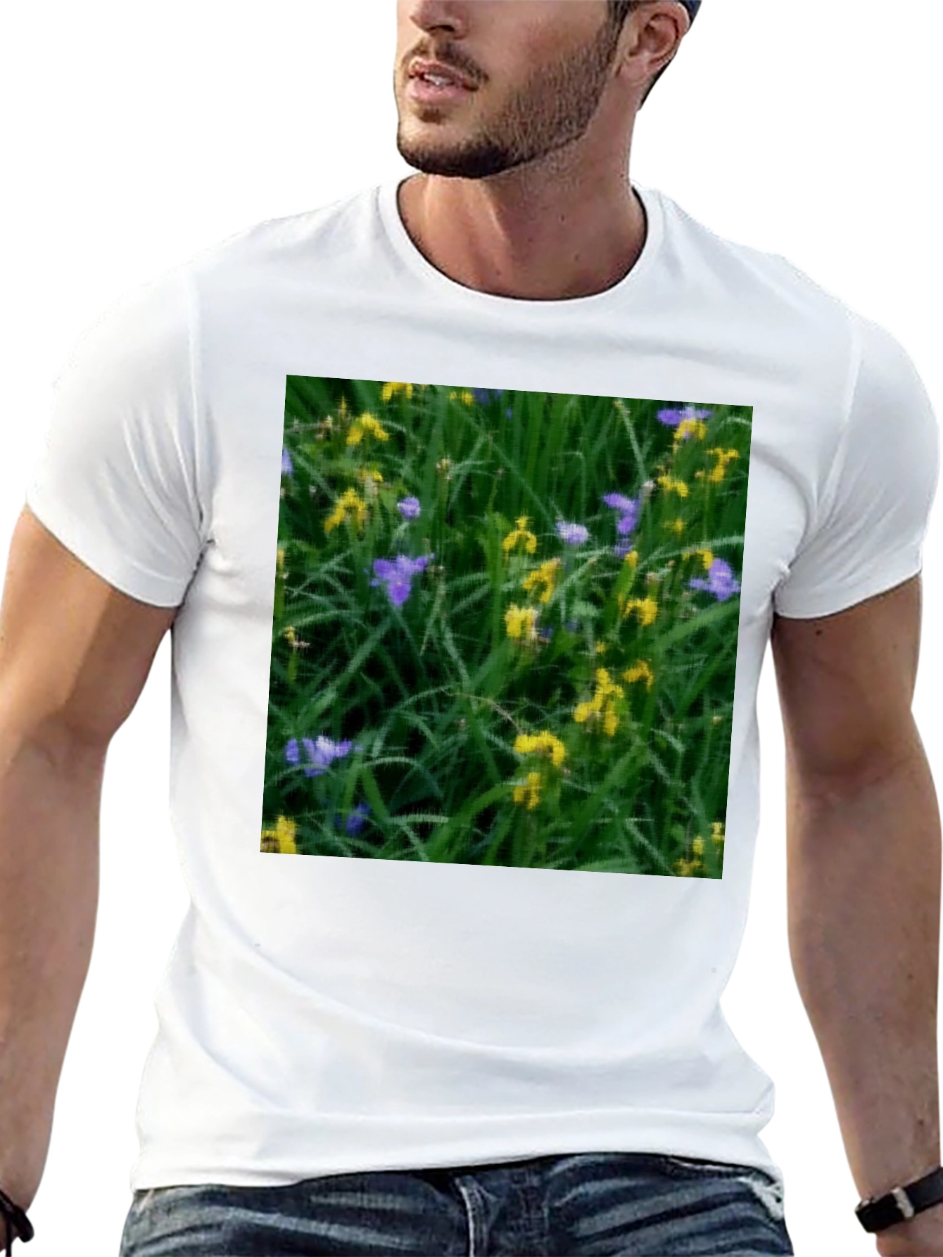 Floral Meadow T-Shirt - Black Cotton Tee