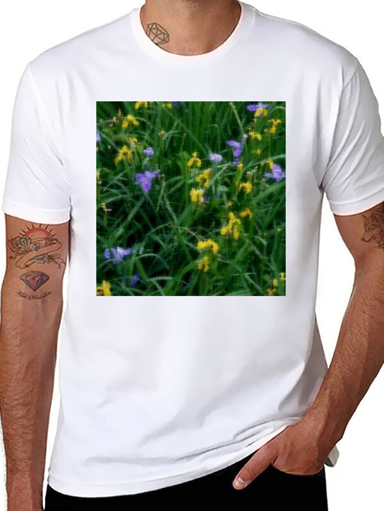 Floral Meadow T-Shirt - Black Cotton Tee