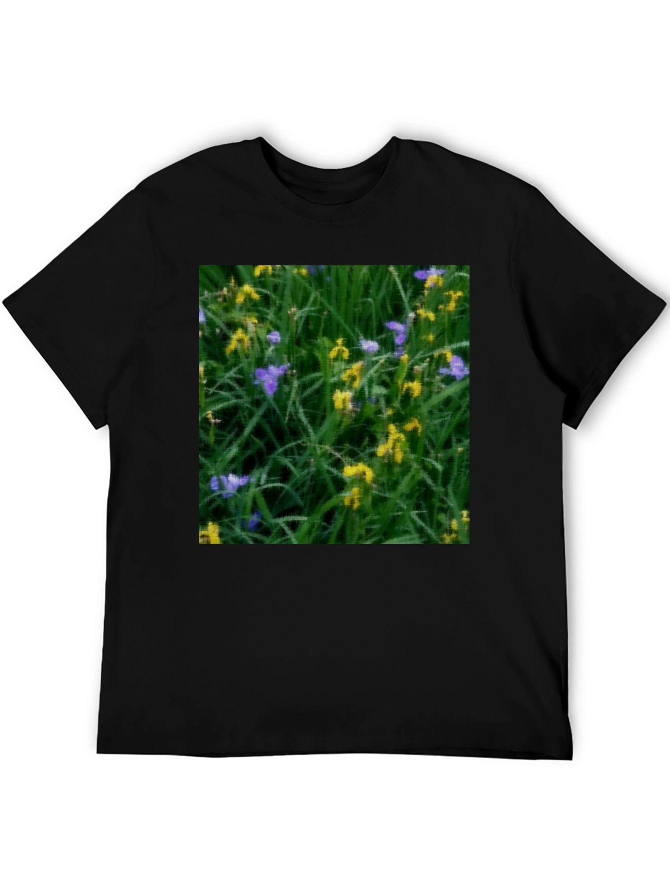 Floral Meadow T-Shirt - Black Cotton Tee