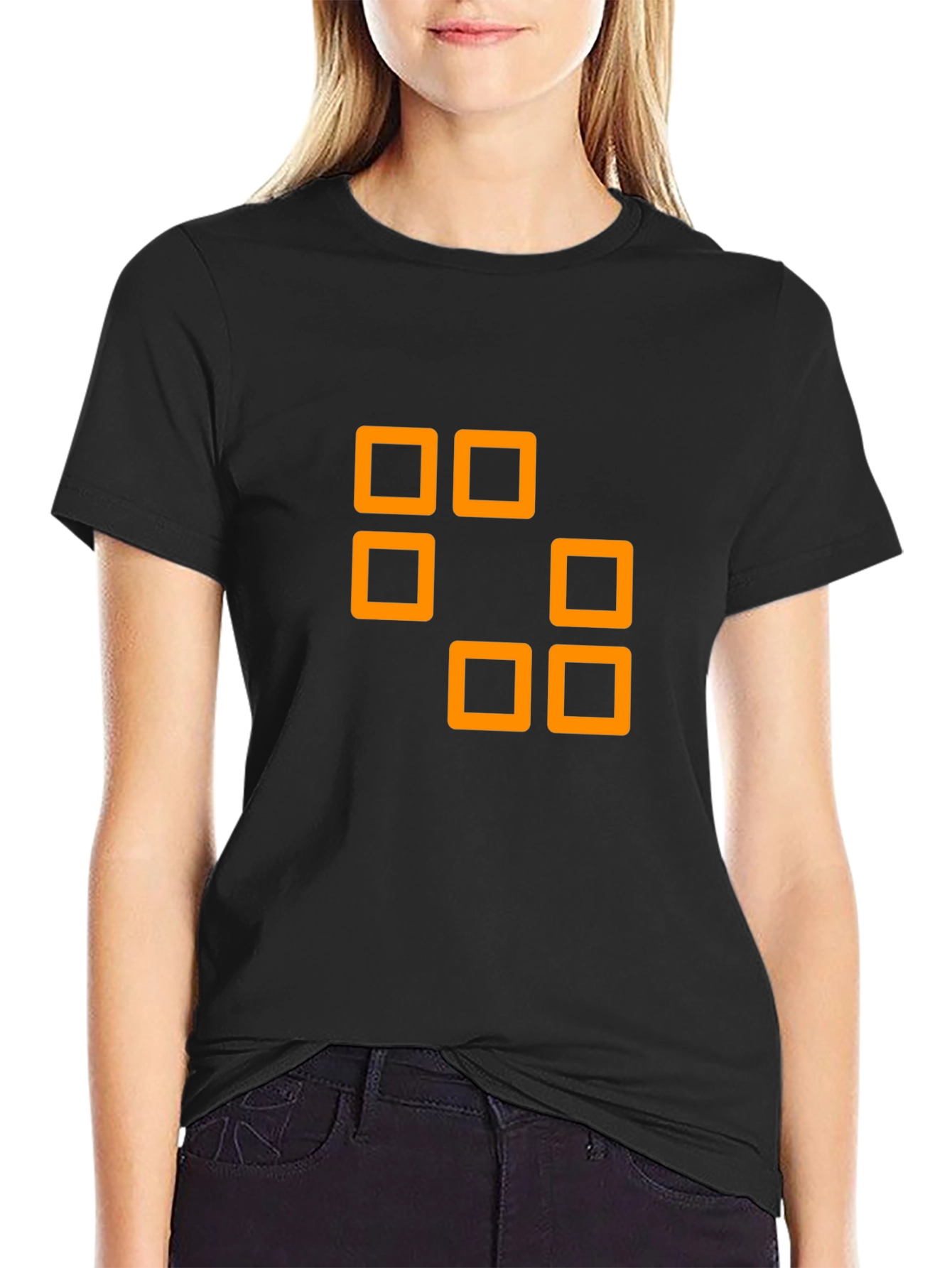 Geometric Squares Graphic Tee - Black