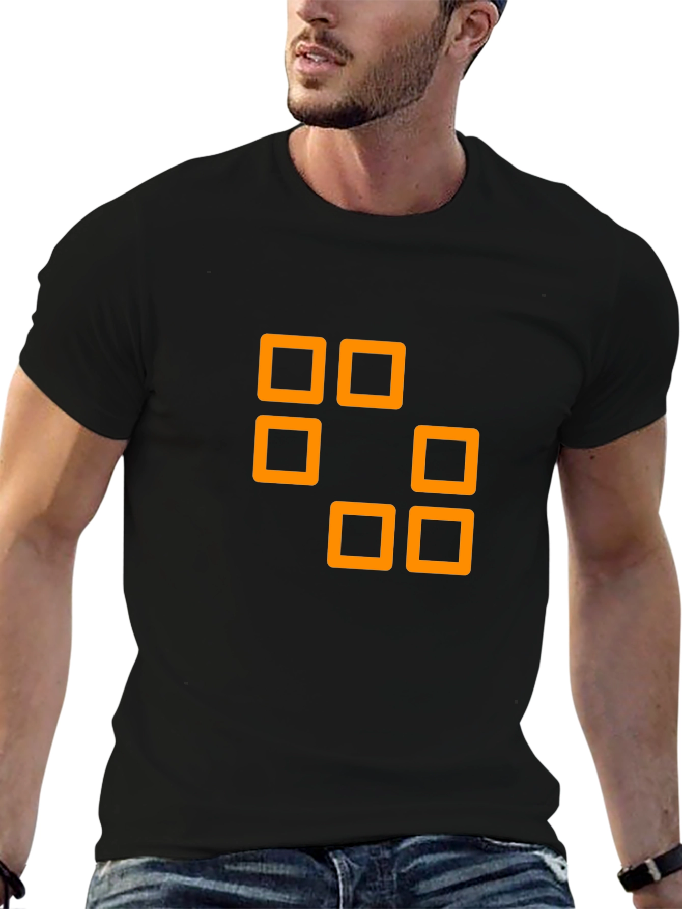 Geometric Squares Graphic Tee - Black