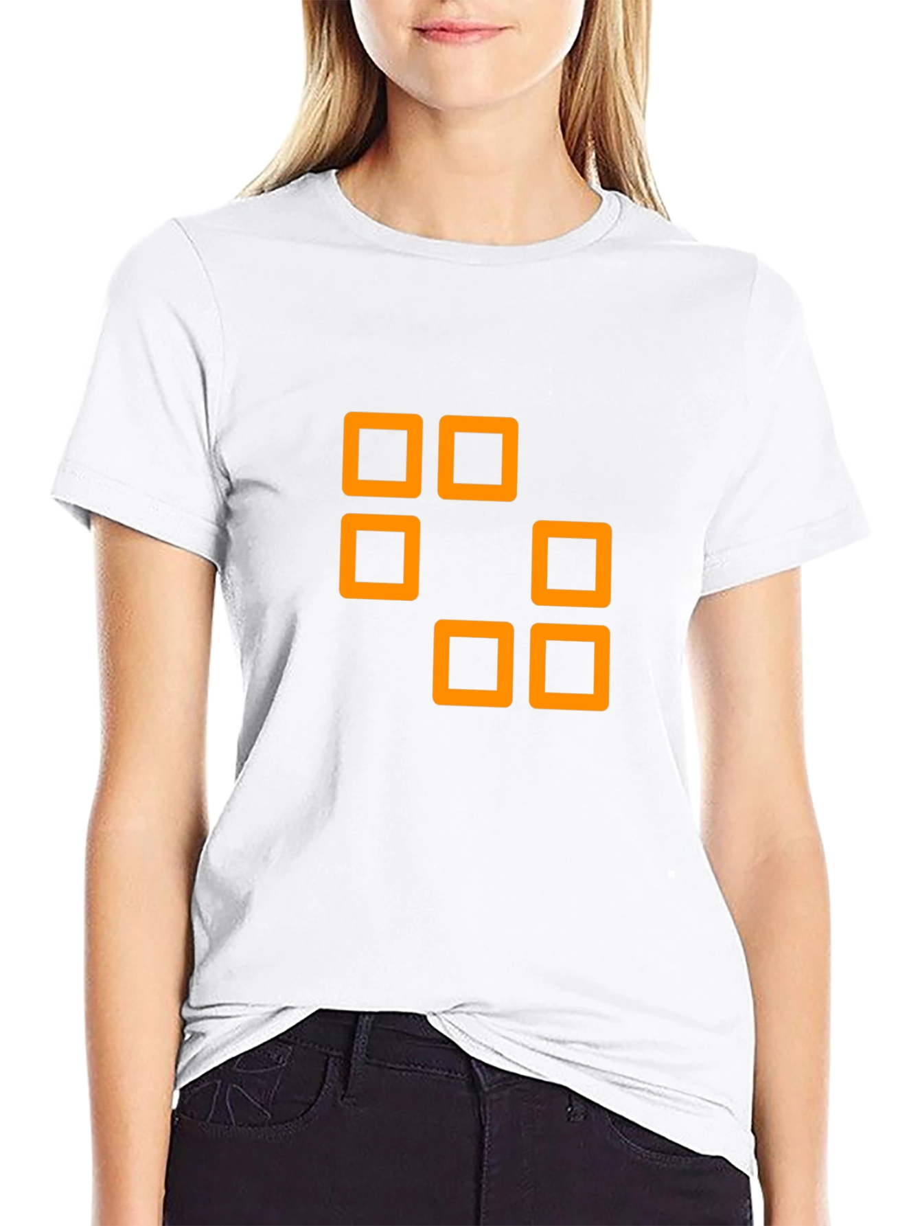 Geometric Squares Graphic Tee - Black