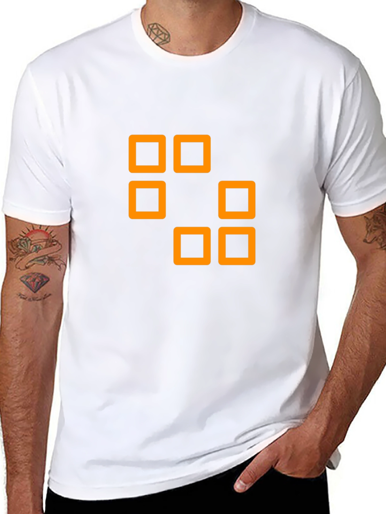 Geometric Squares Graphic Tee - Black
