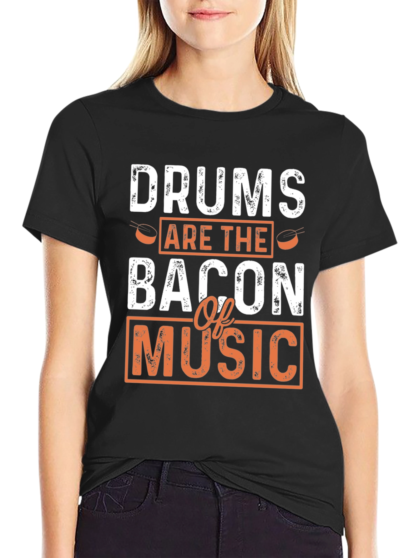 Drums are the Bacon of Music Black T-Shirt