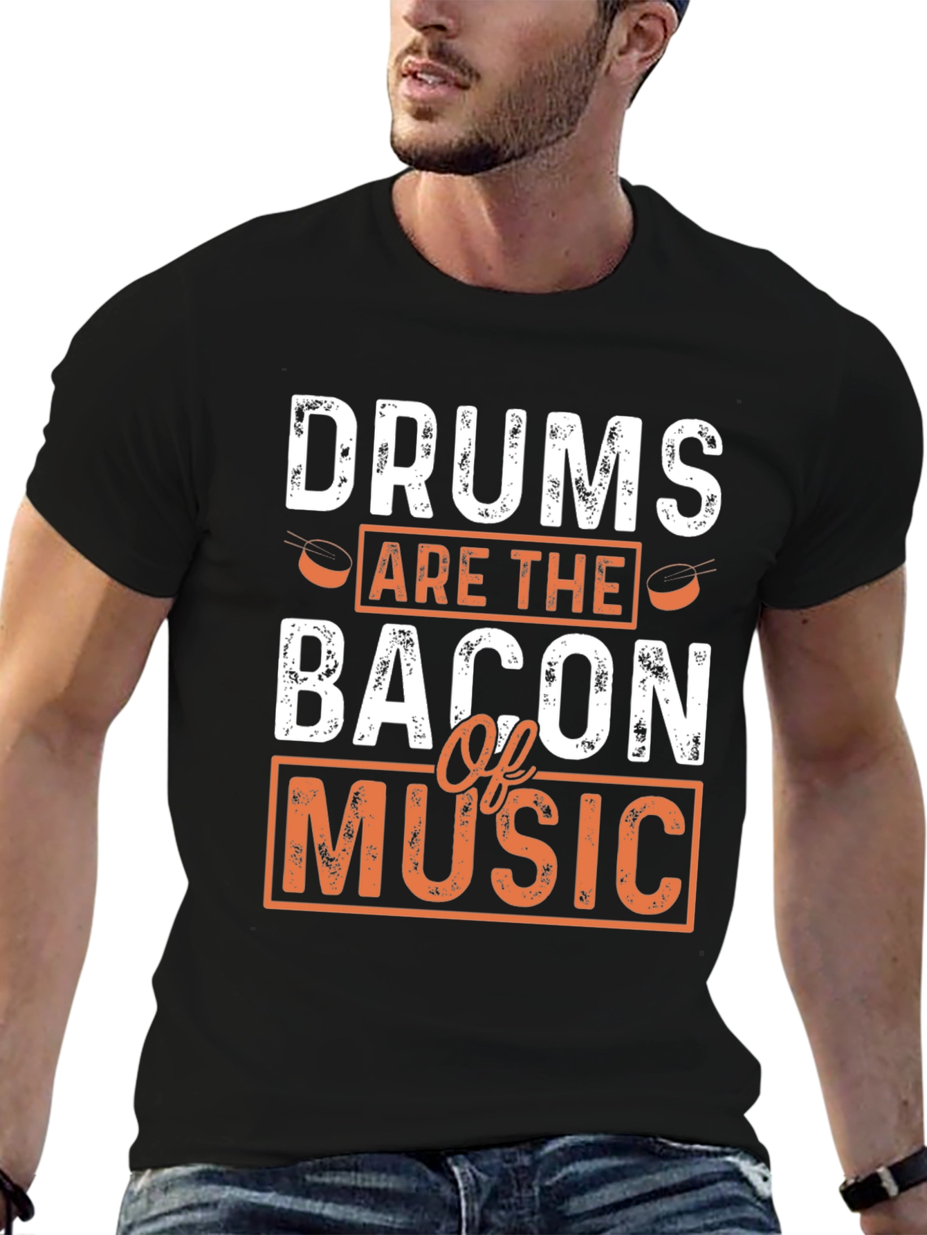 Drums are the Bacon of Music Black T-Shirt