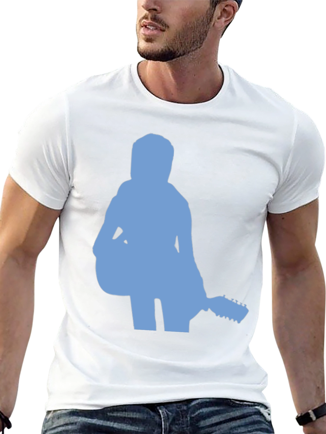 Guitar Player Silhouette Graphic Tee - Black