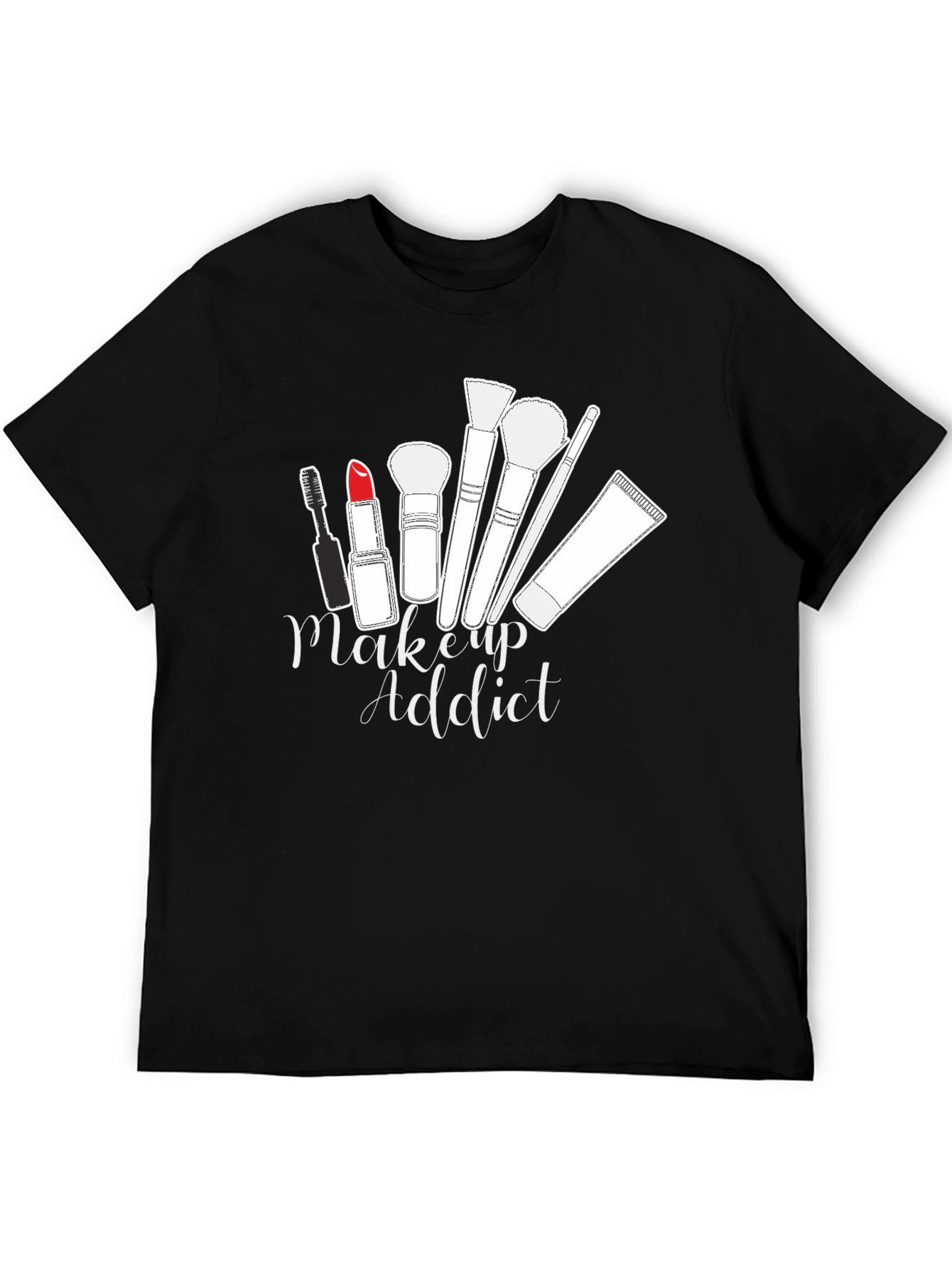 Makeup Addict Graphic Tee - Black Cotton T-Shirt