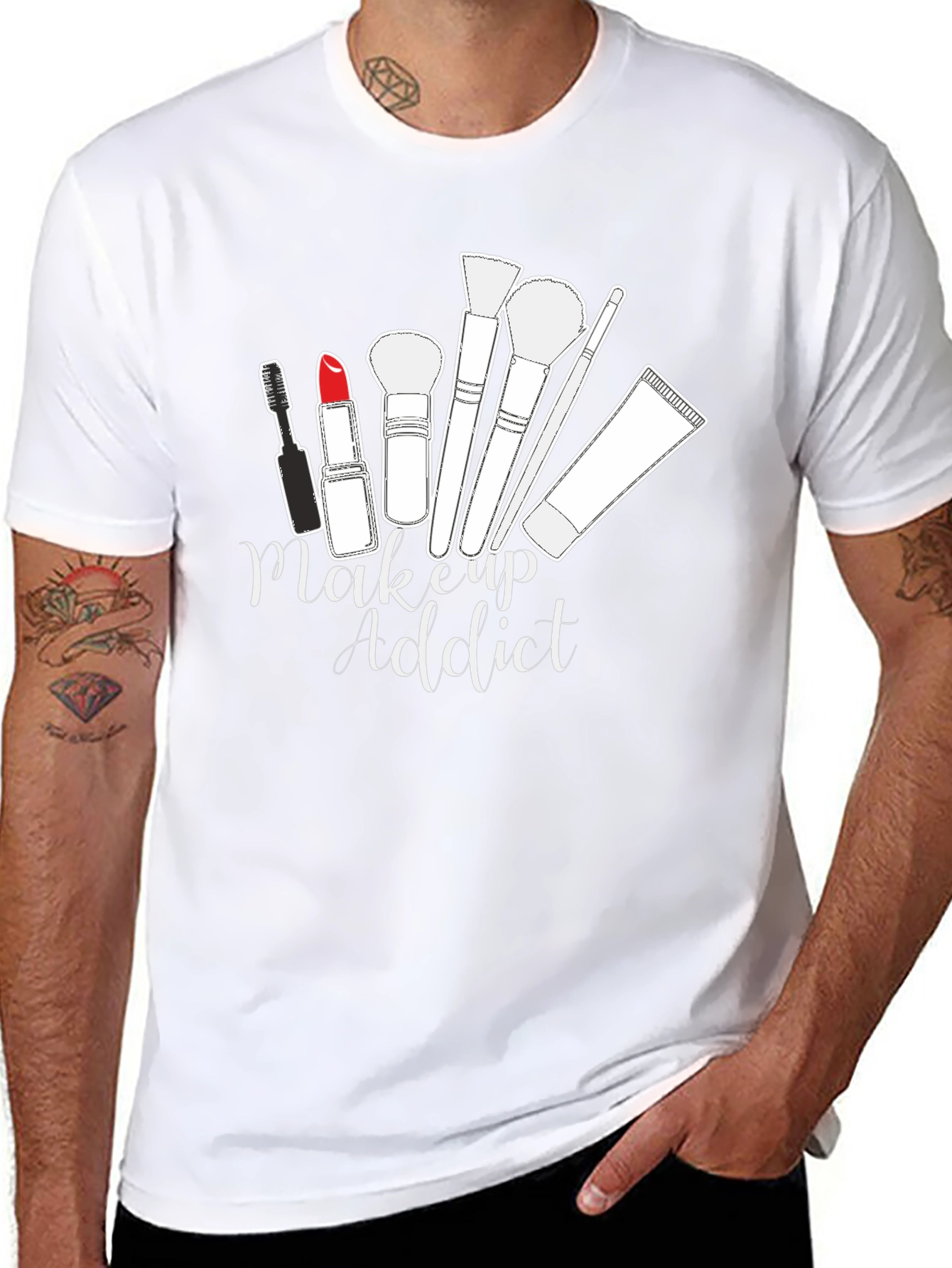 Makeup Addict Graphic Tee - Black Cotton T-Shirt