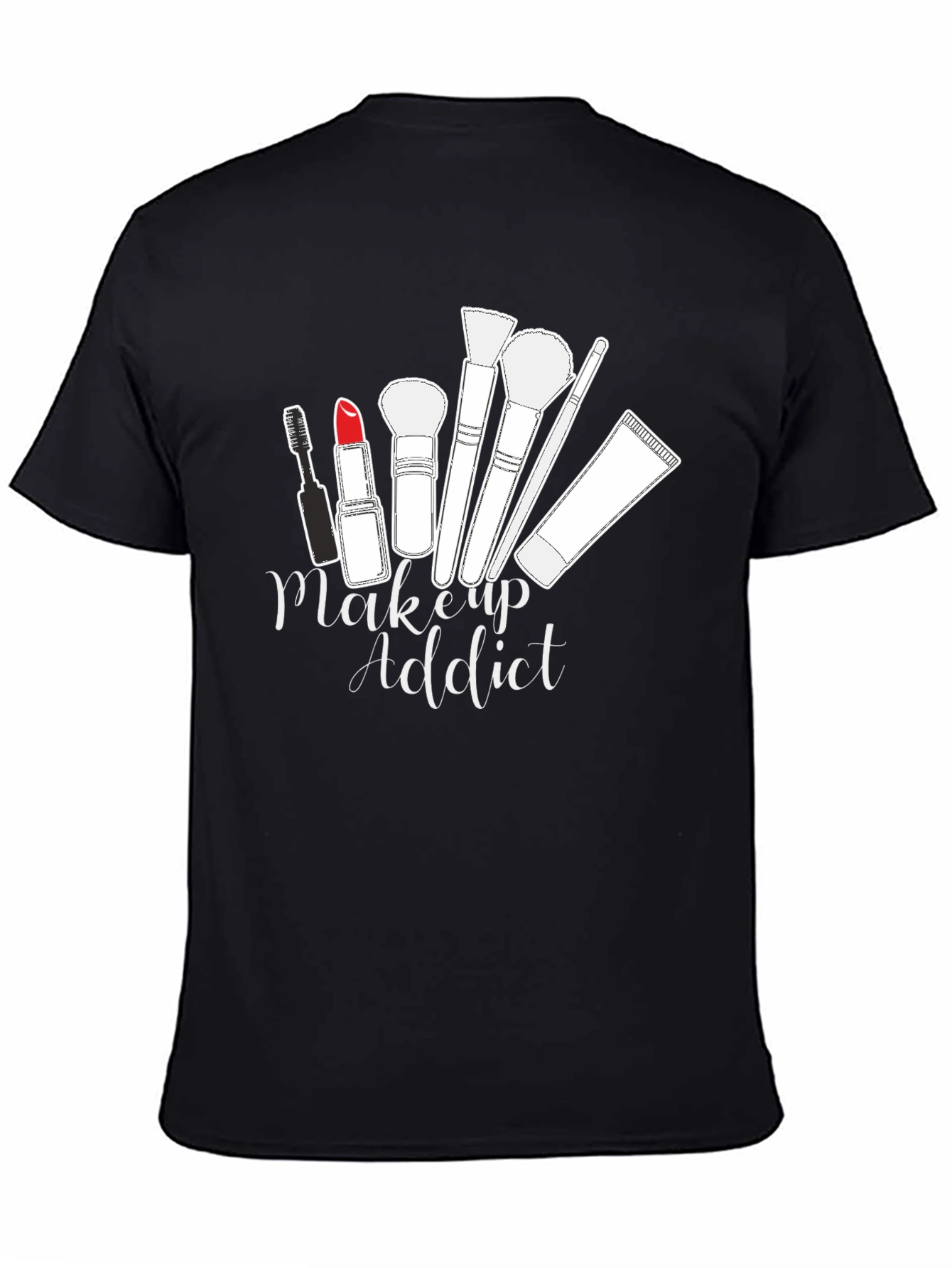 Makeup Addict Graphic Tee - Black Cotton T-Shirt