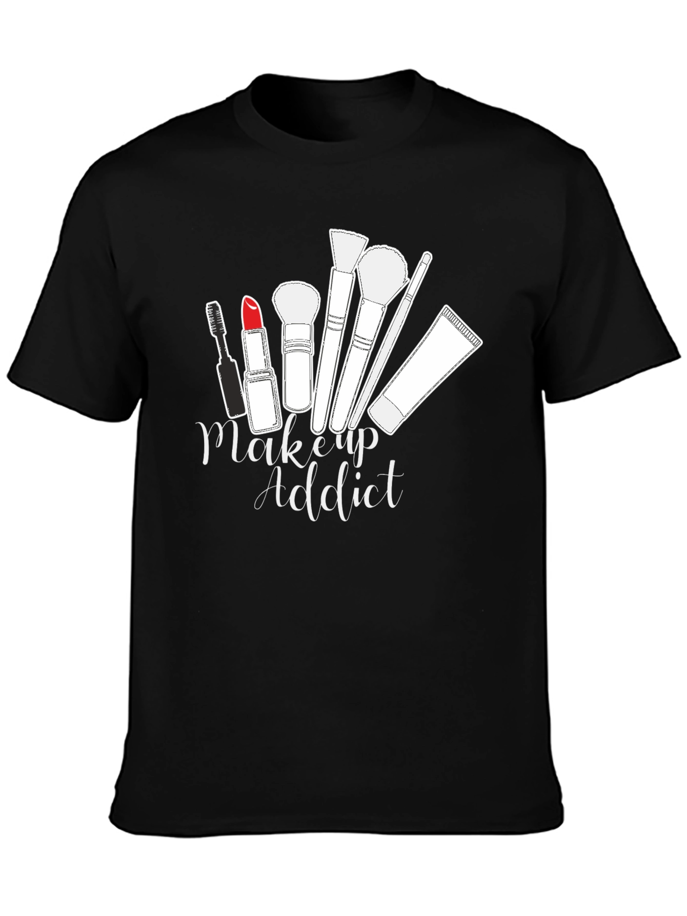 Makeup Addict Graphic Tee - Black Cotton T-Shirt