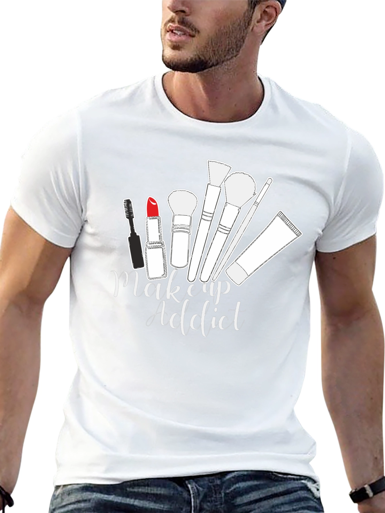 Makeup Addict Graphic Tee - Black Cotton T-Shirt