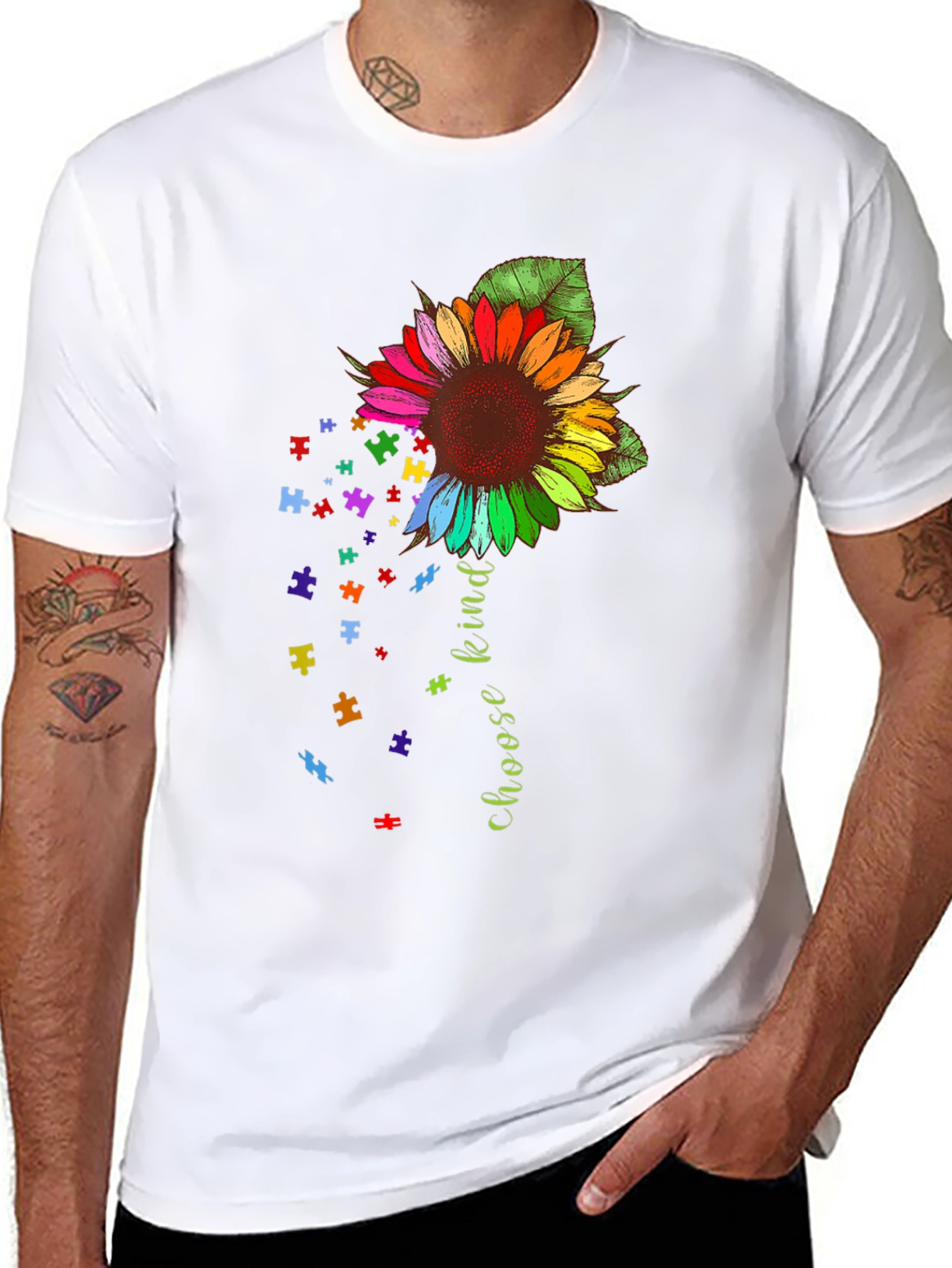 Choose Kind Sunflower Puzzle Piece Tee