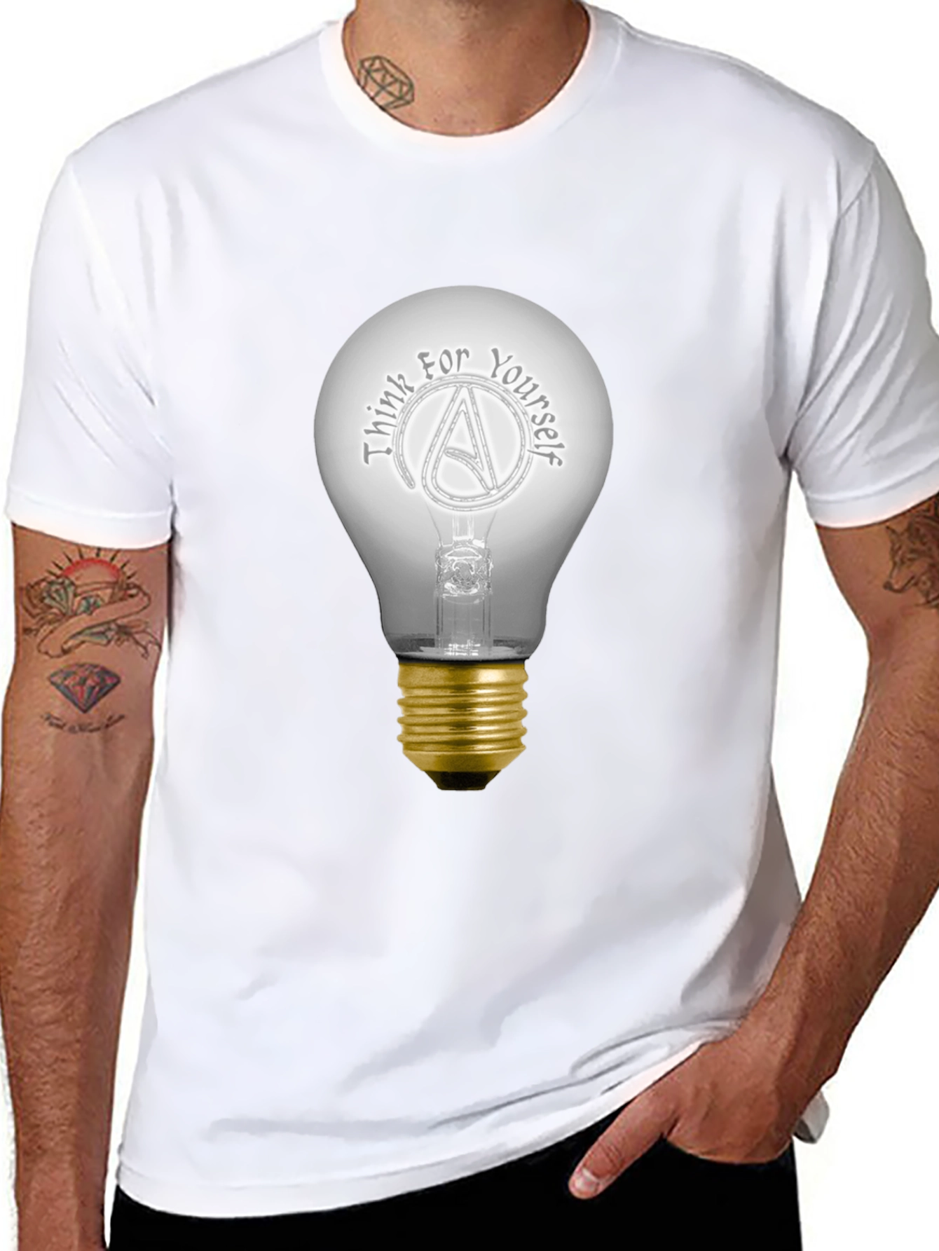 Think For Yourself Atheist Light Bulb T-Shirt
