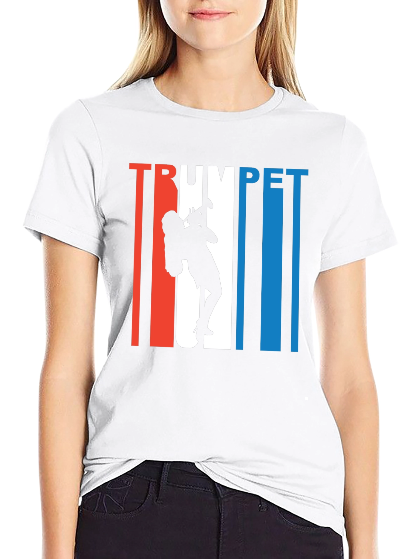 Trumpet Player Graphic Tee - Black Cotton T-Shirt