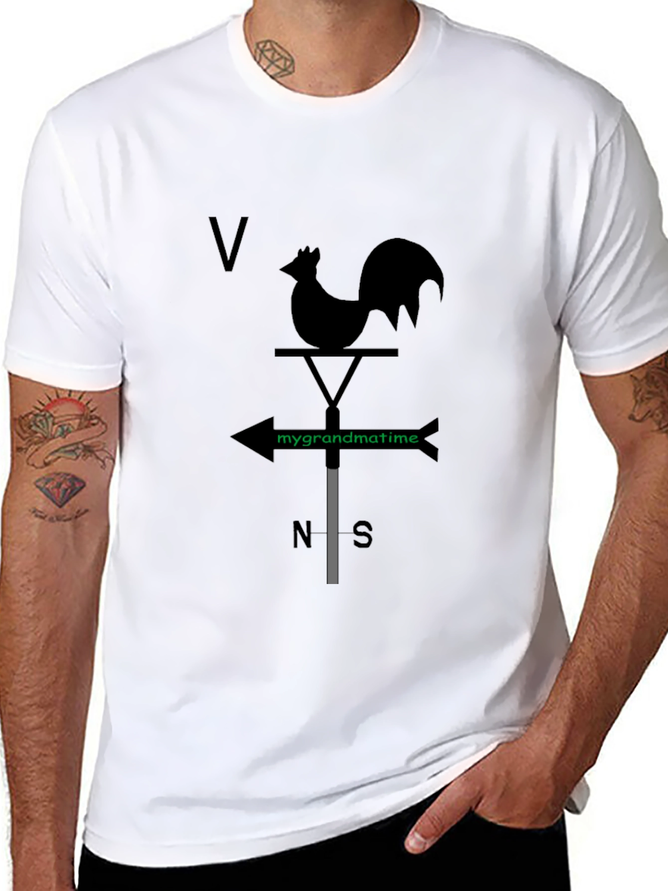 Black Rooster Weathervane Graphic T-Shirt