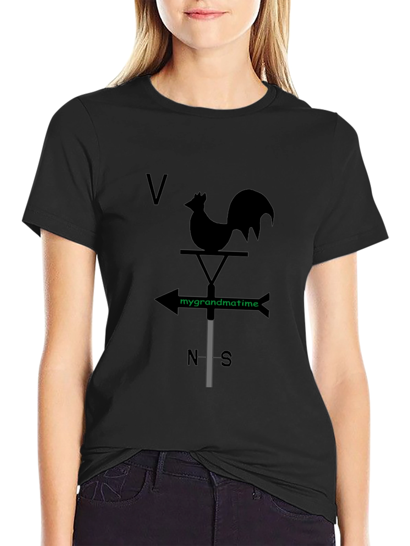 Black Rooster Weathervane Graphic T-Shirt
