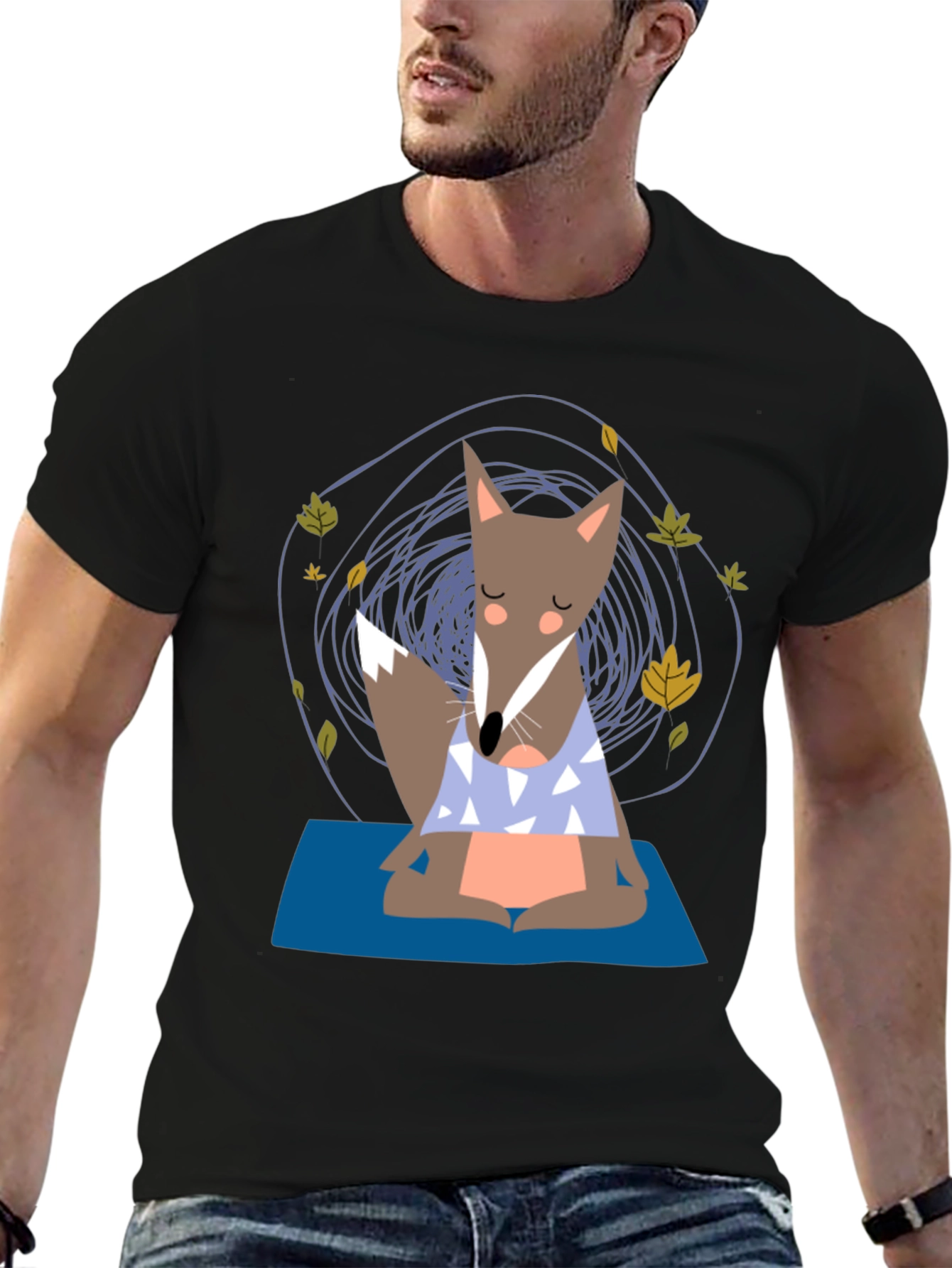 Meditating Fox Graphic Tee - Zen Animal Shirt