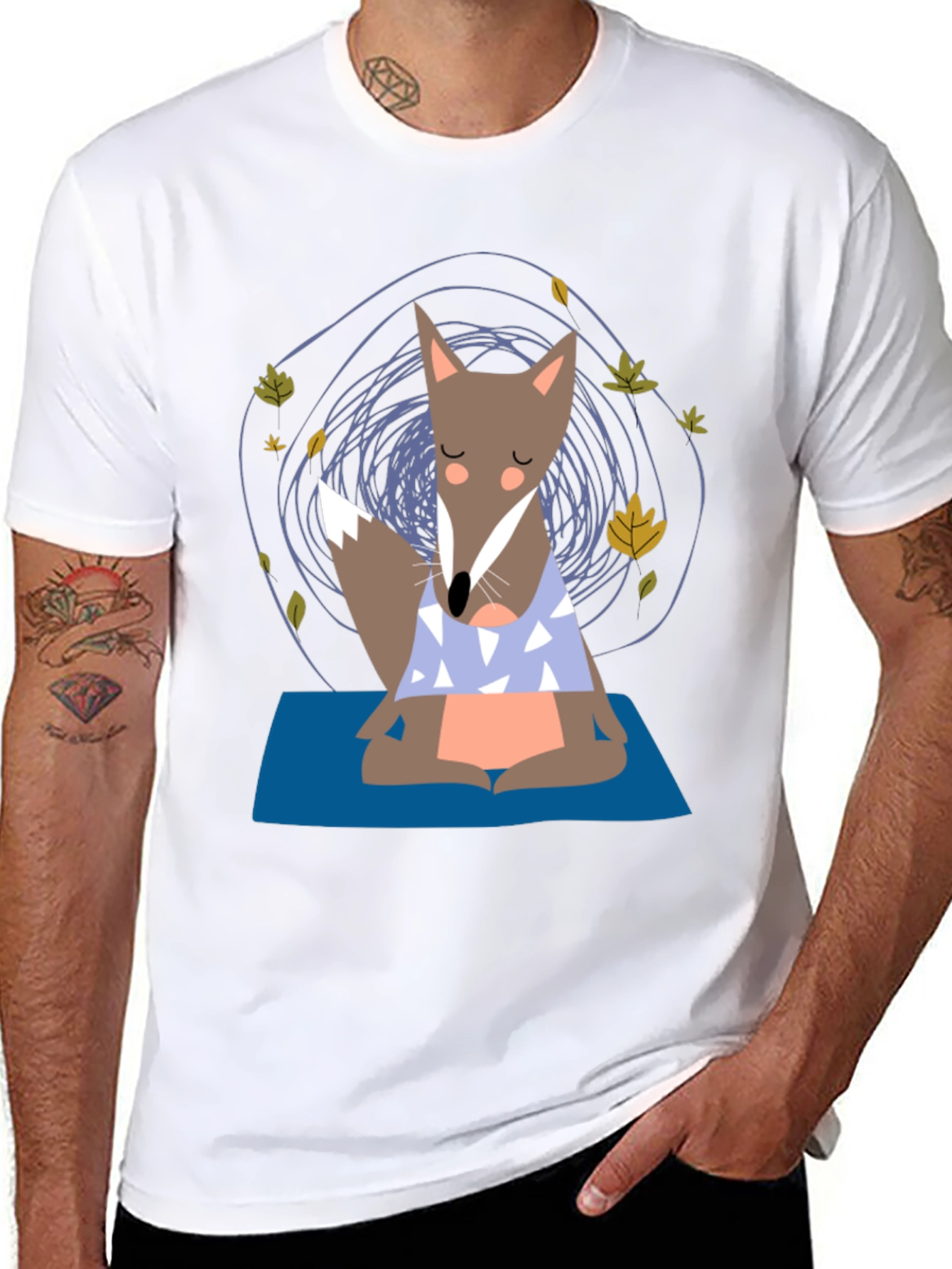 Meditating Fox Graphic Tee - Zen Animal Shirt