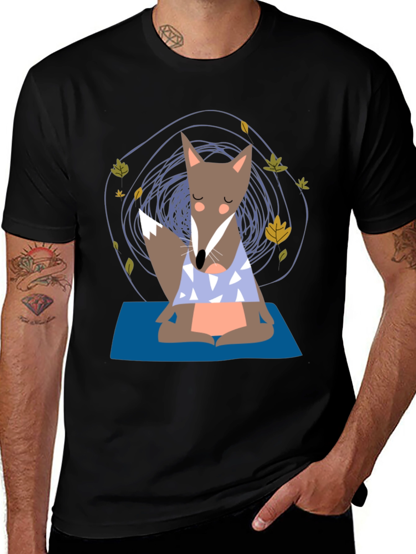 Meditating Fox Graphic Tee - Zen Animal Shirt