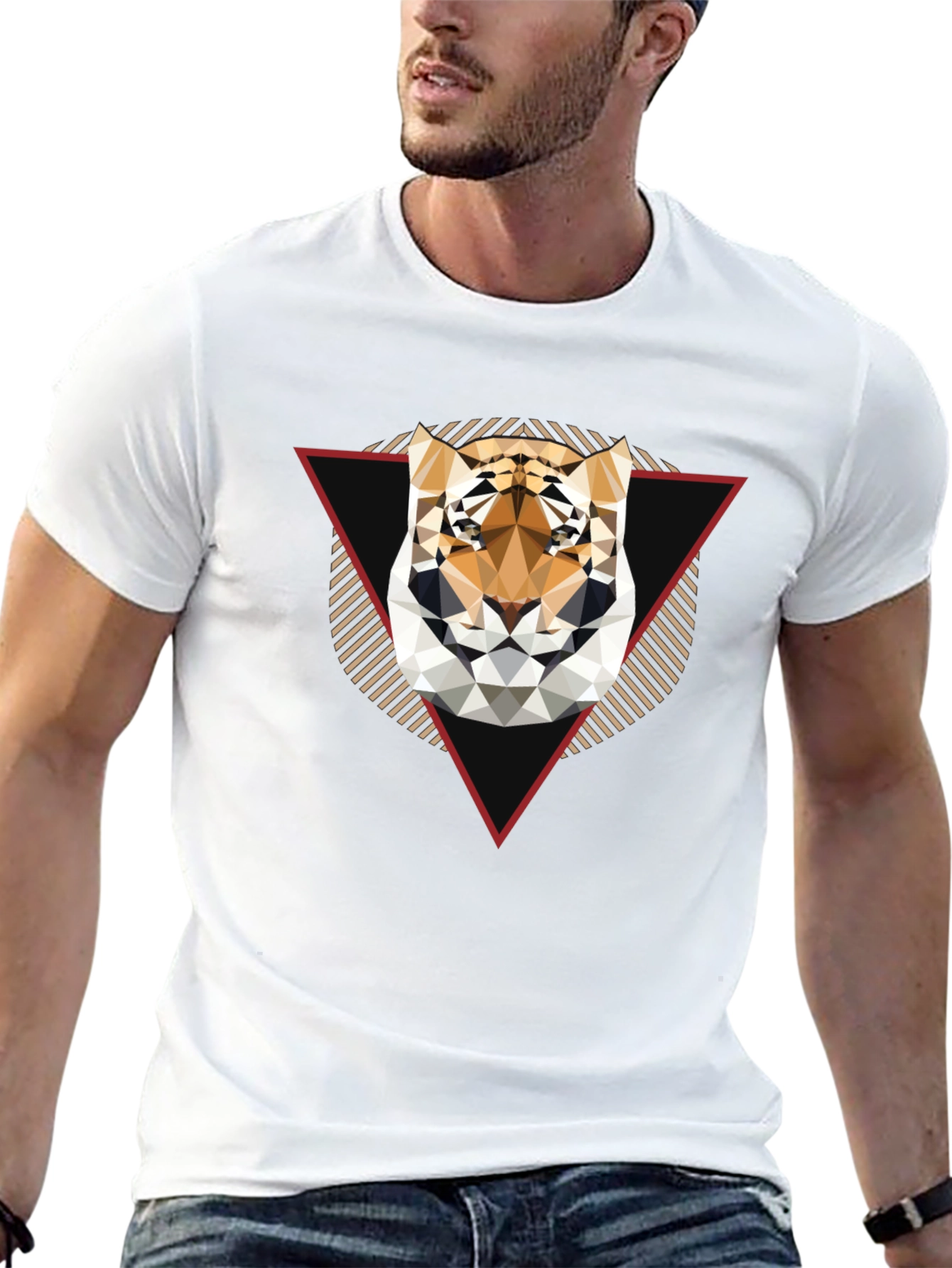 Geometric Tiger Graphic Tee - Modern Design