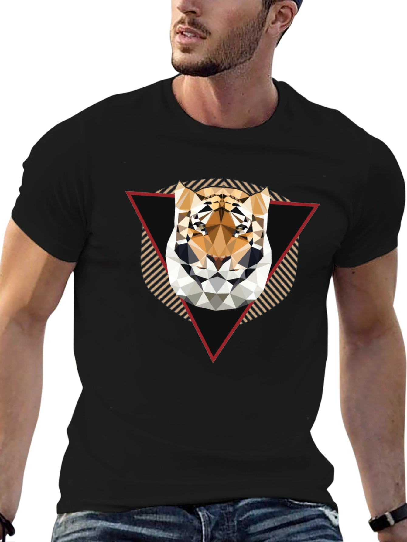 Geometric Tiger Graphic Tee - Modern Design